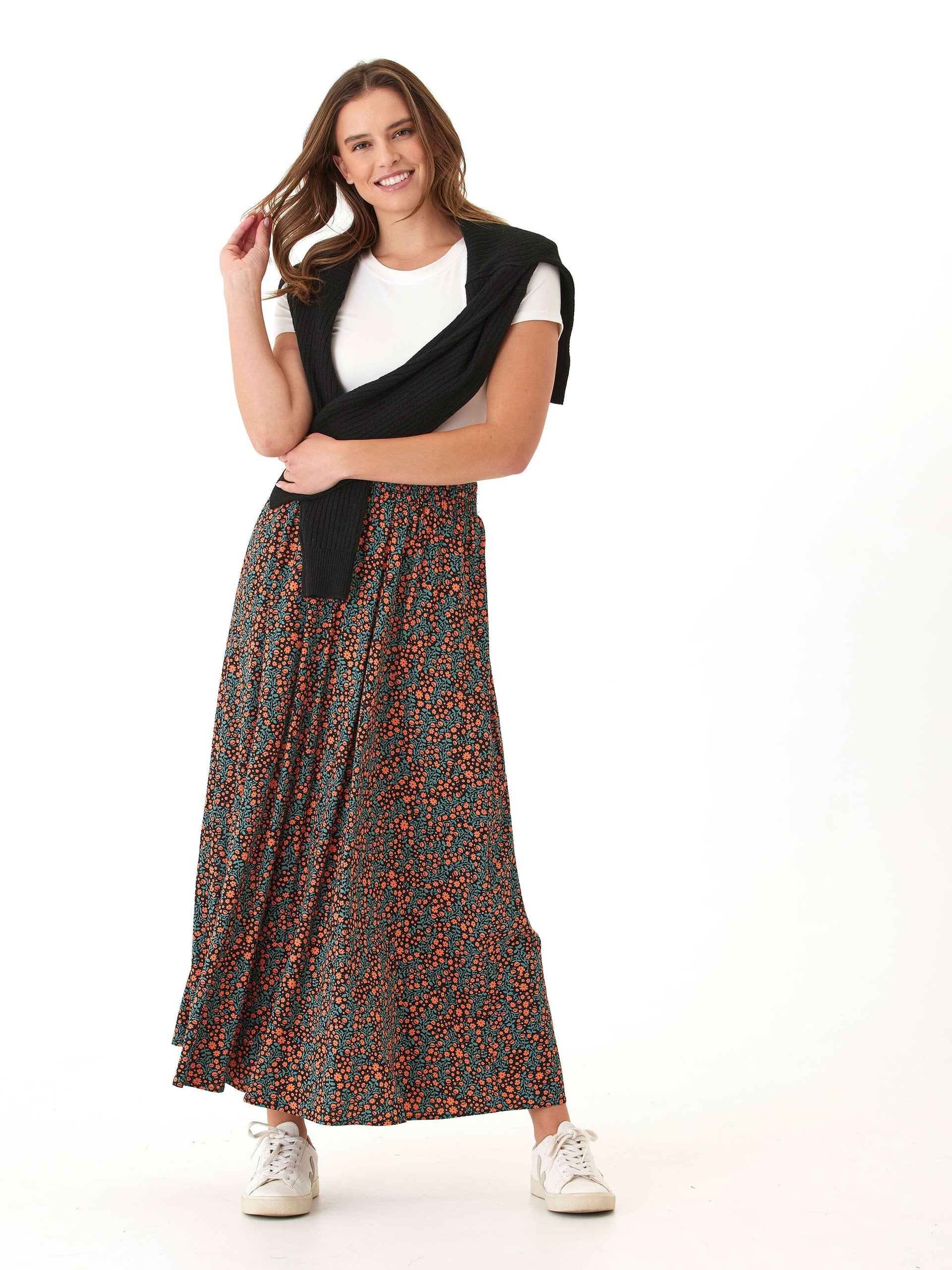Anastacia Floral Maxi Skirt - Bohemian High-Rise A-Line Flowy Skirt