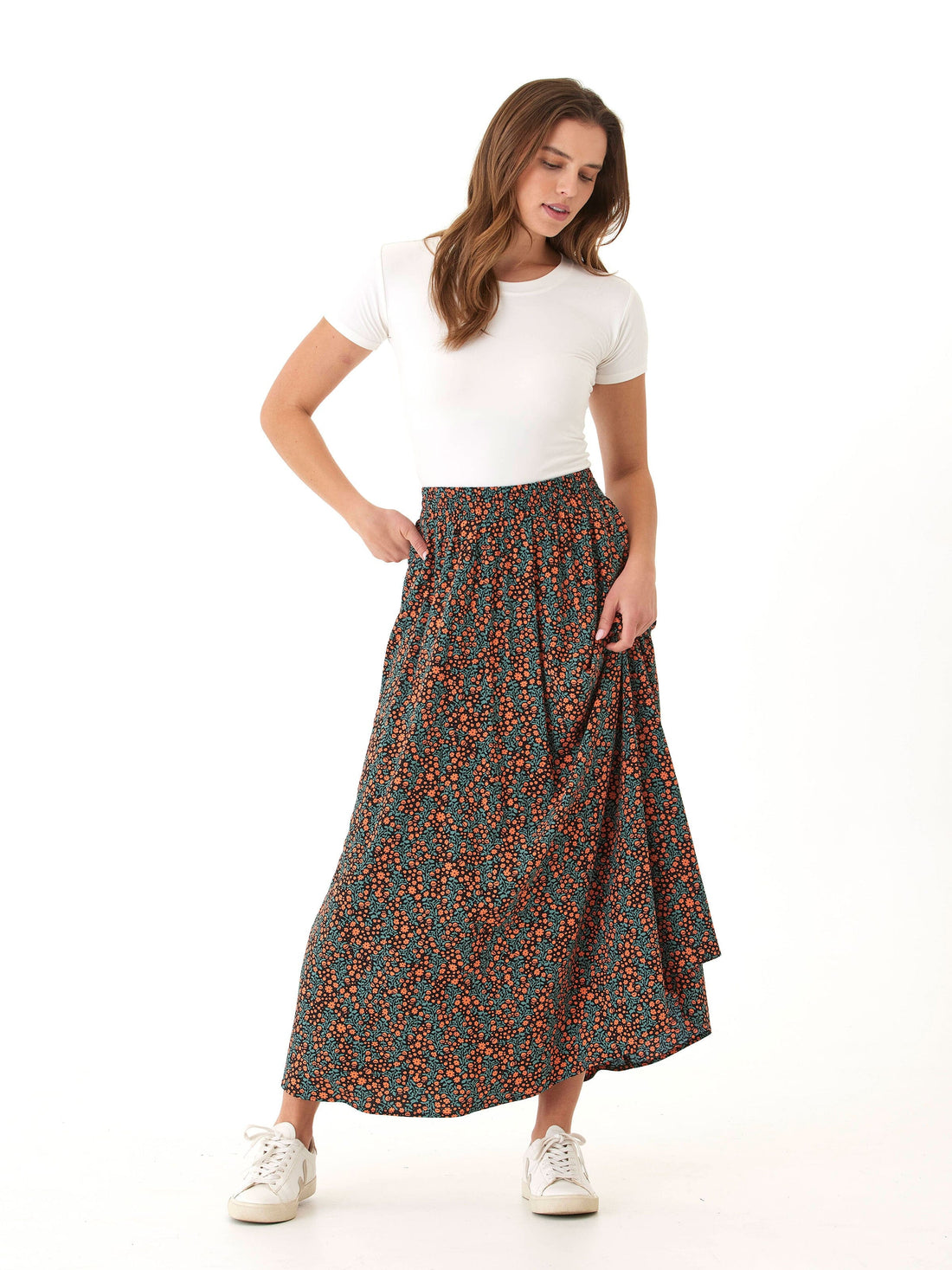 Anastacia Floral Maxi Skirt - Bohemian High-Rise A-Line Flowy Skirt
