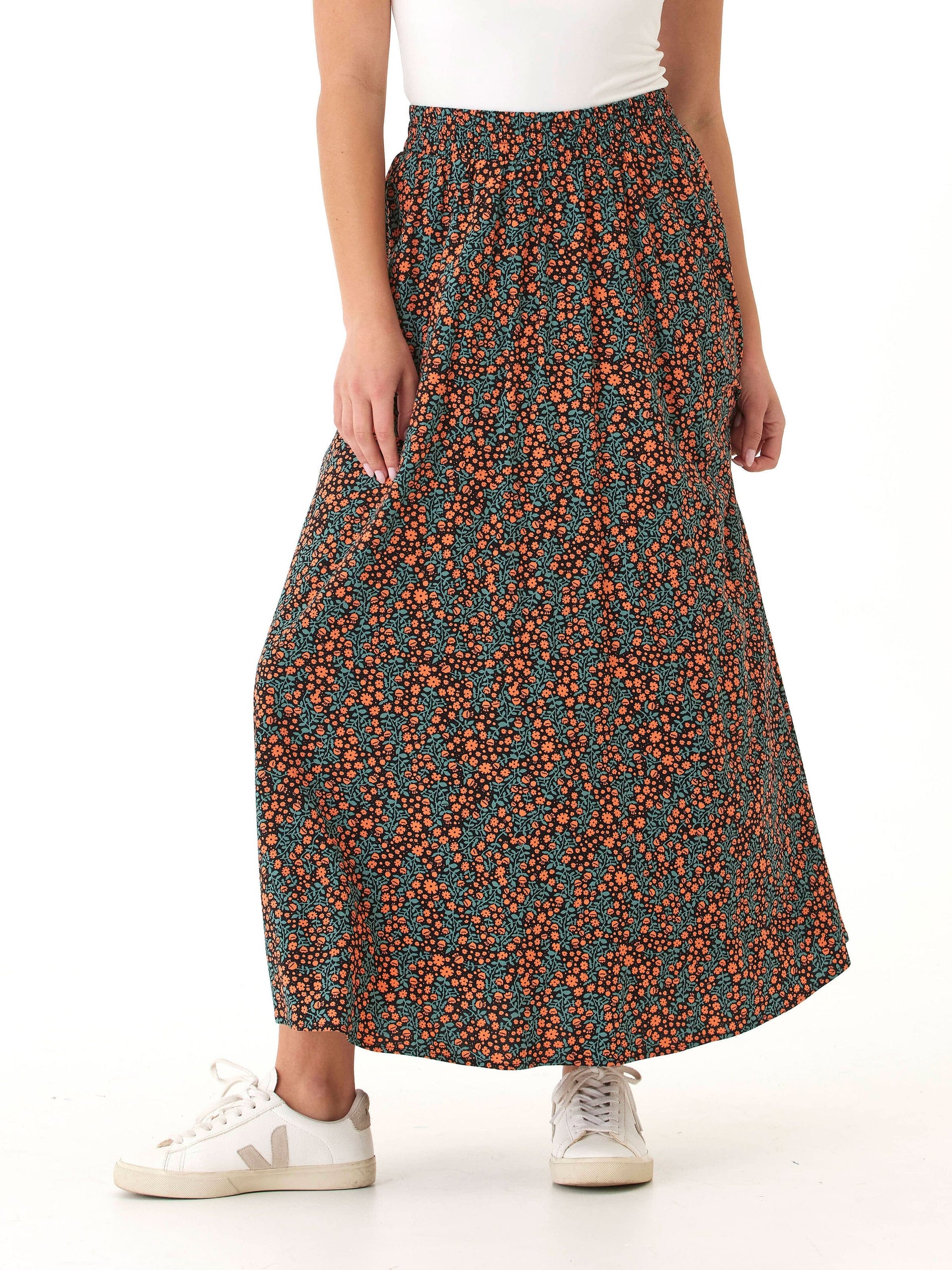 Anastacia Floral Maxi Skirt - Bohemian High-Rise A-Line Flowy Skirt