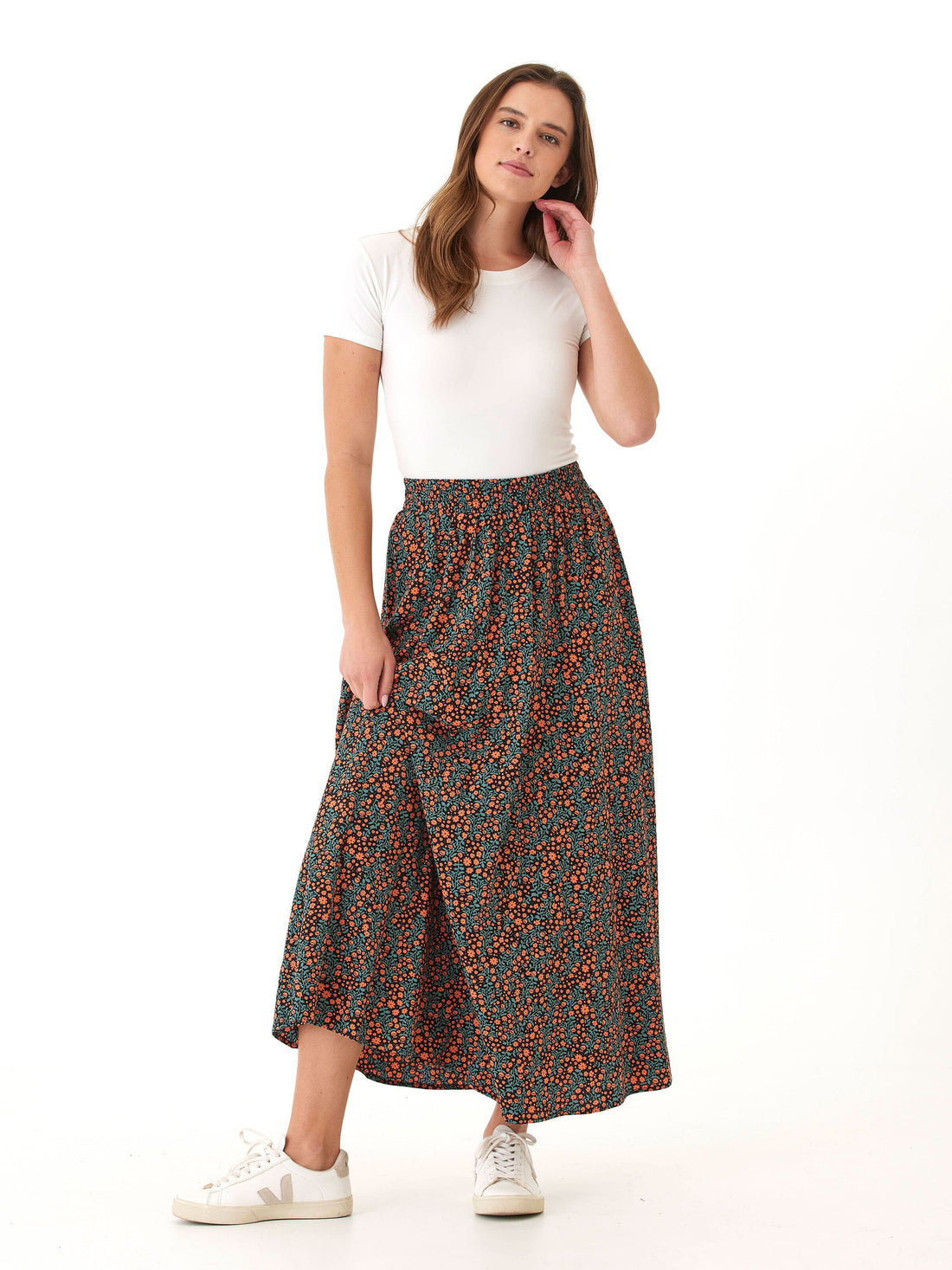 Anastacia Floral Maxi Skirt - Bohemian High-Rise A-Line Flowy Skirt