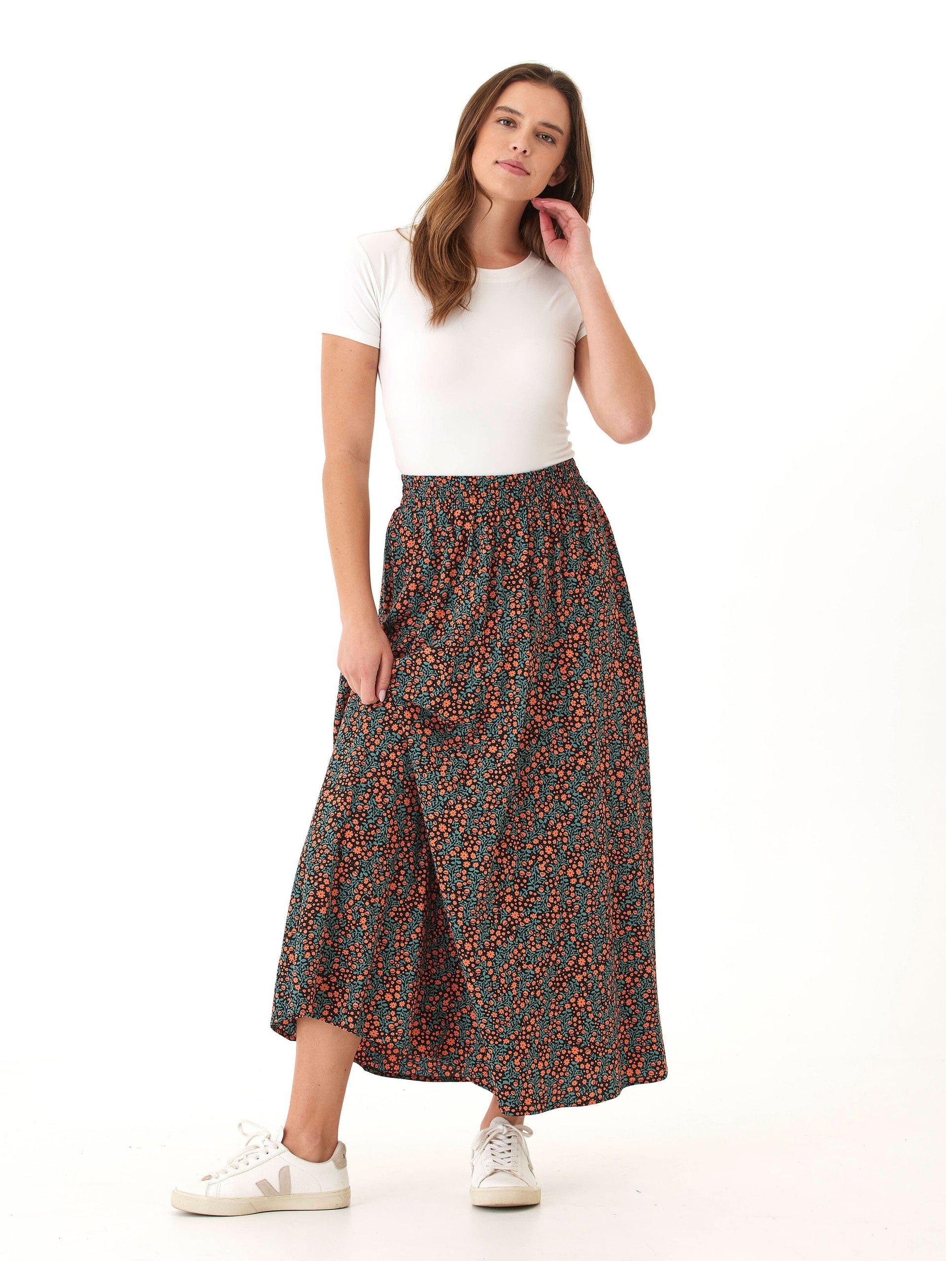 Anastacia Floral Maxi Skirt - Bohemian High-Rise A-Line Flowy Skirt