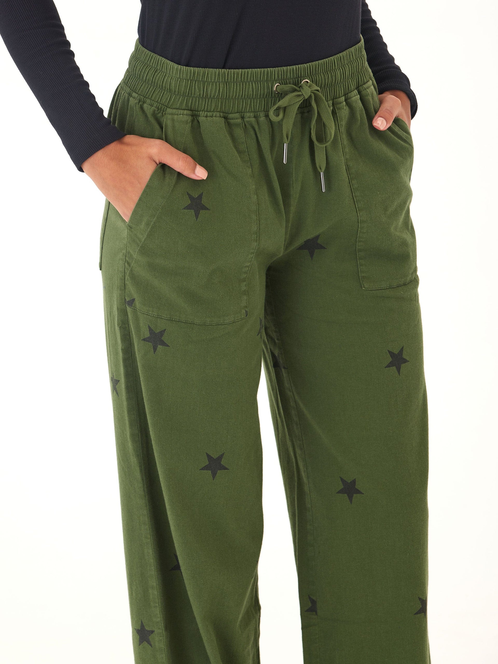 Cleo Stretch Twill Wide Leg Pant with Drawstring Waist