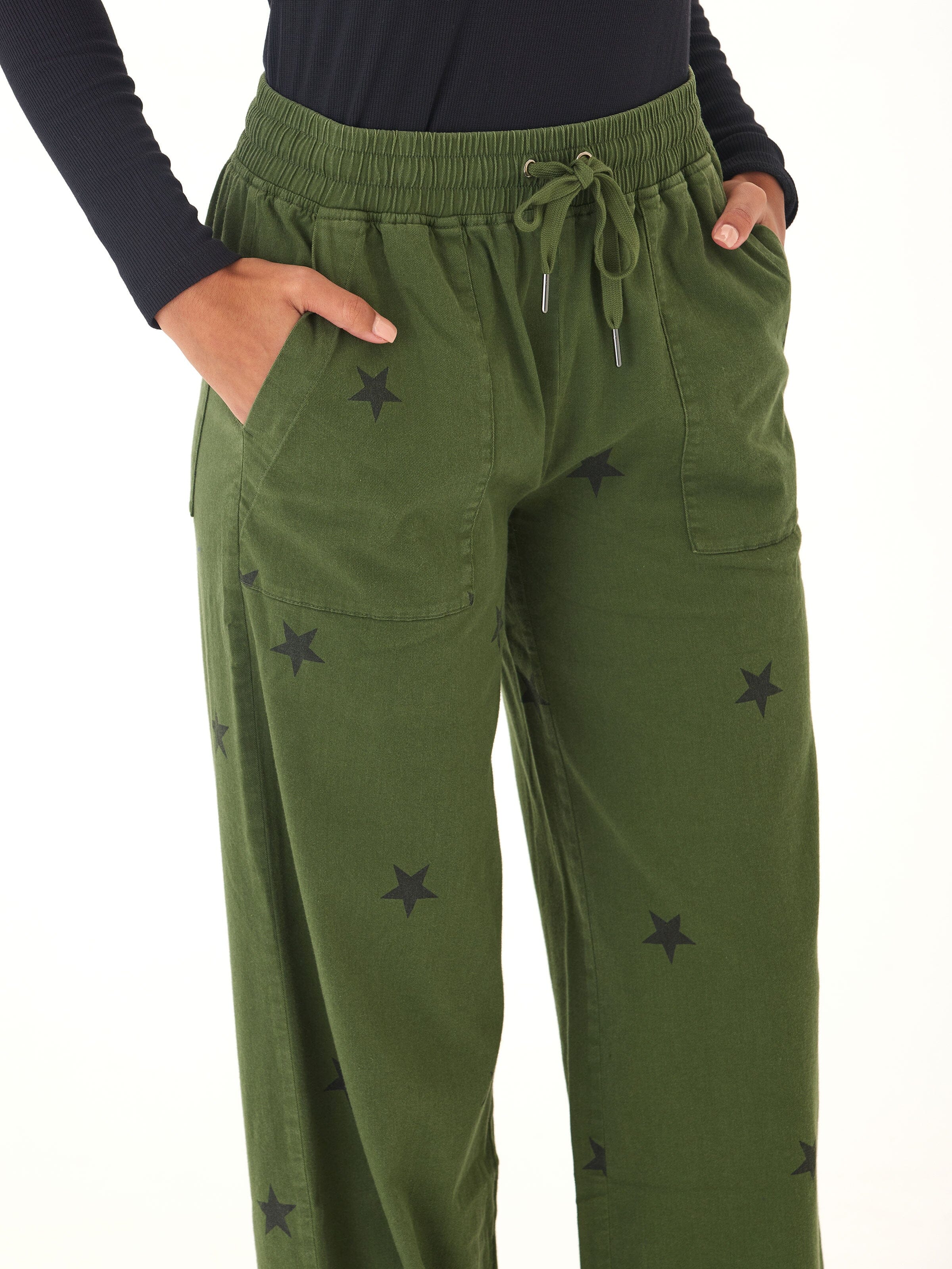 Cleo Stretch Twill Wide Leg Pant with Drawstring Waist