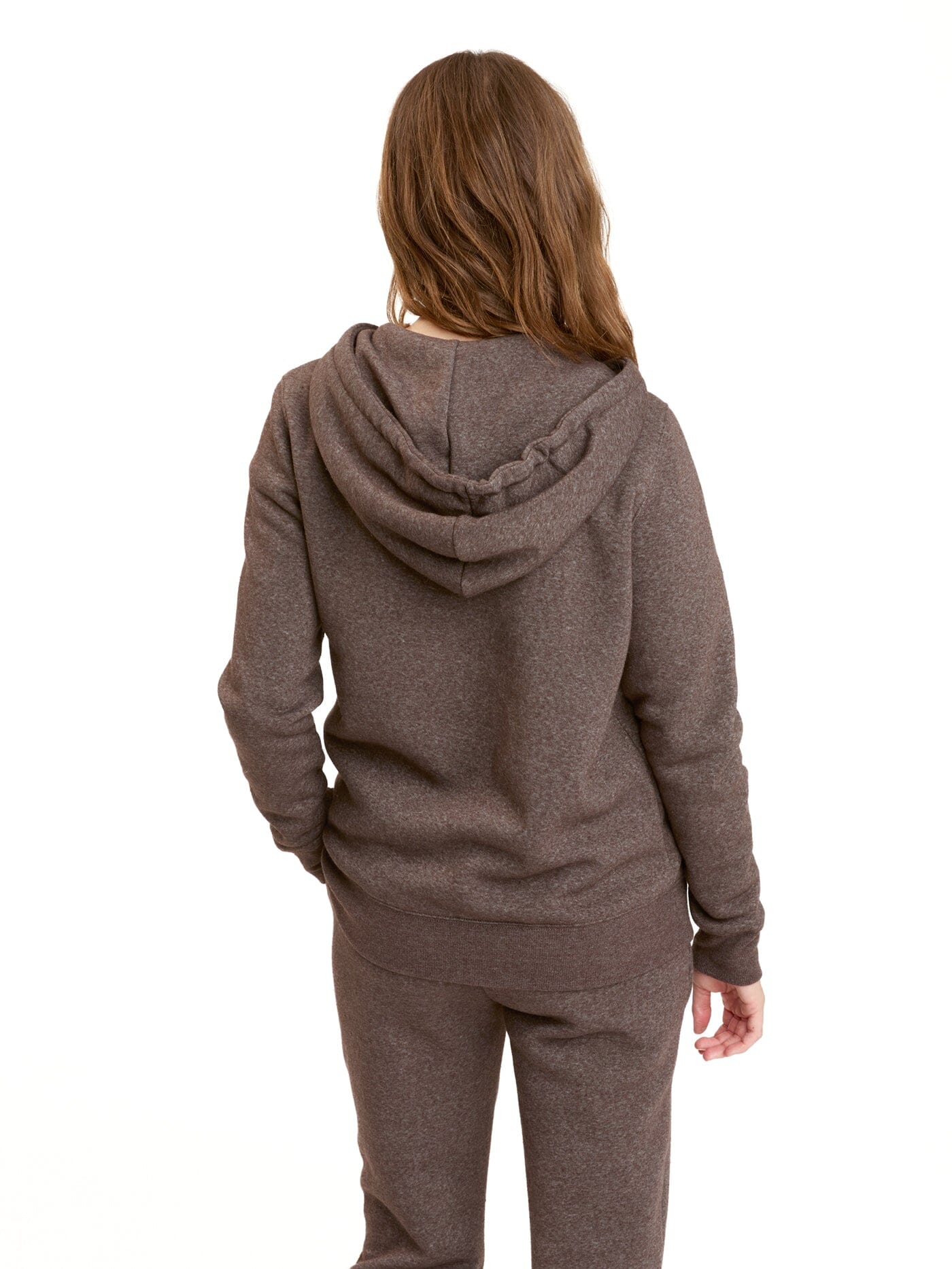 Core Triblend Fleece Classic Zip Hoodie in Brown and White
