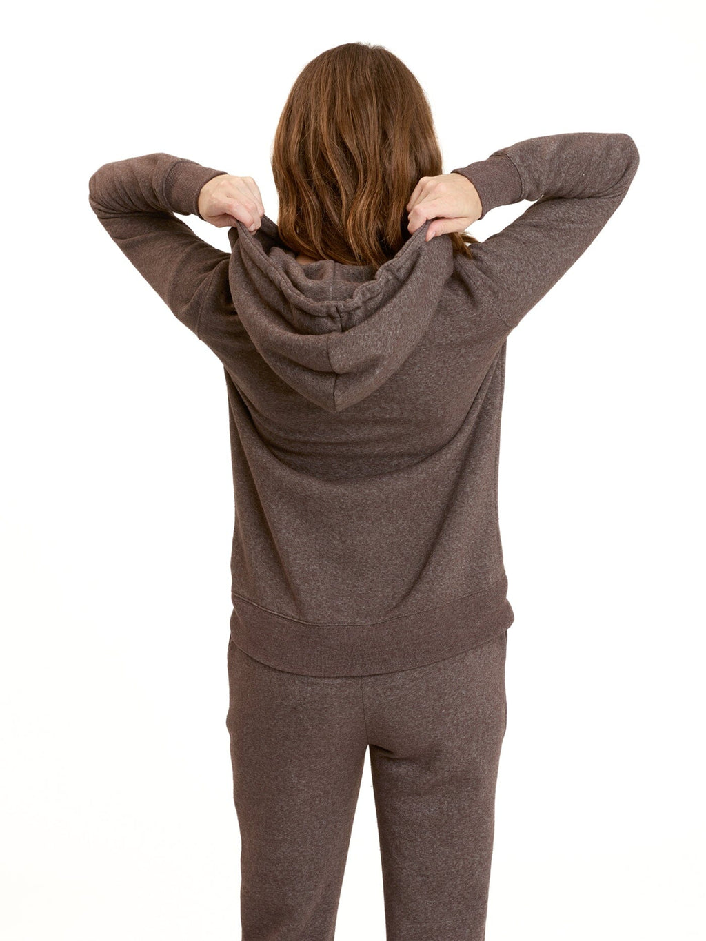 Core Triblend Fleece Classic Zip Hoodie in Brown and White