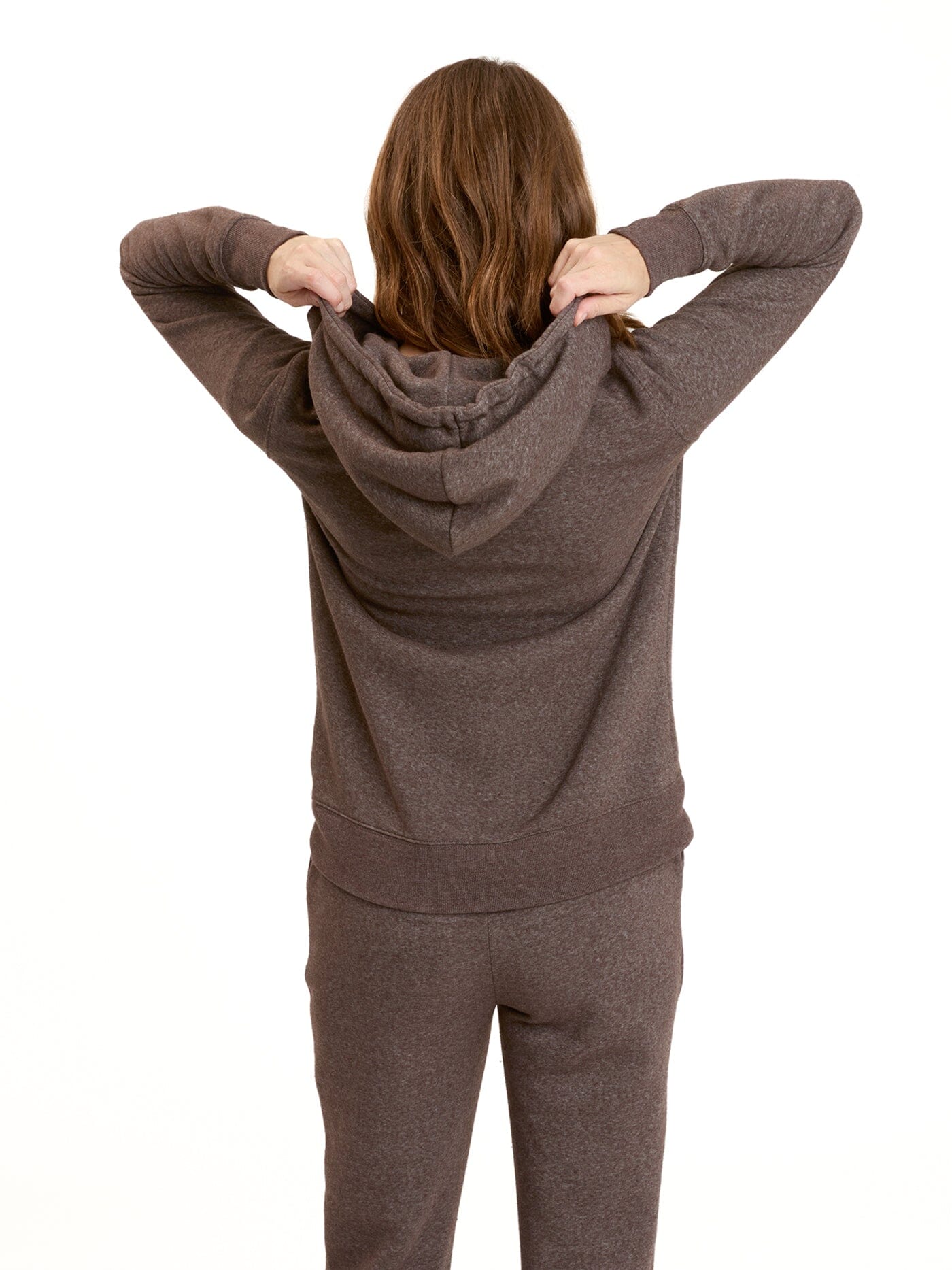Core Triblend Fleece Classic Zip Hoodie in Brown and White