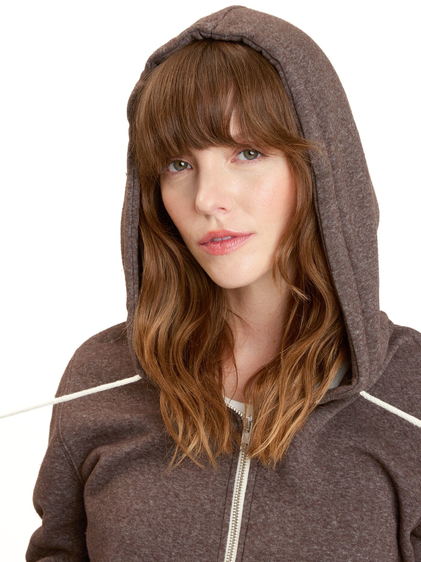 Core Triblend Fleece Classic Zip Hoodie in Brown and White