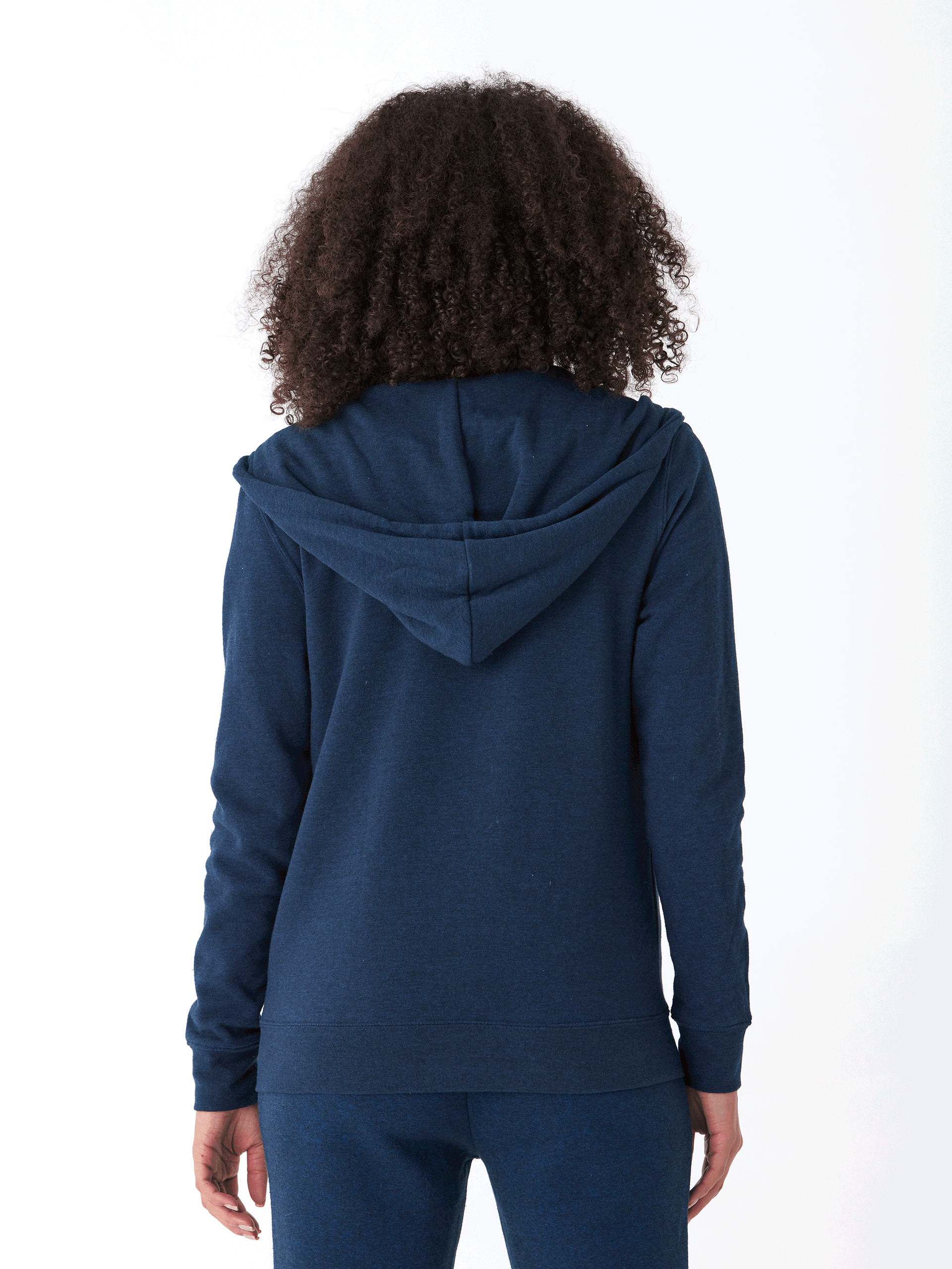 Unisex Core Triblend Fleece Zip Hoodie in Navy Blue and White