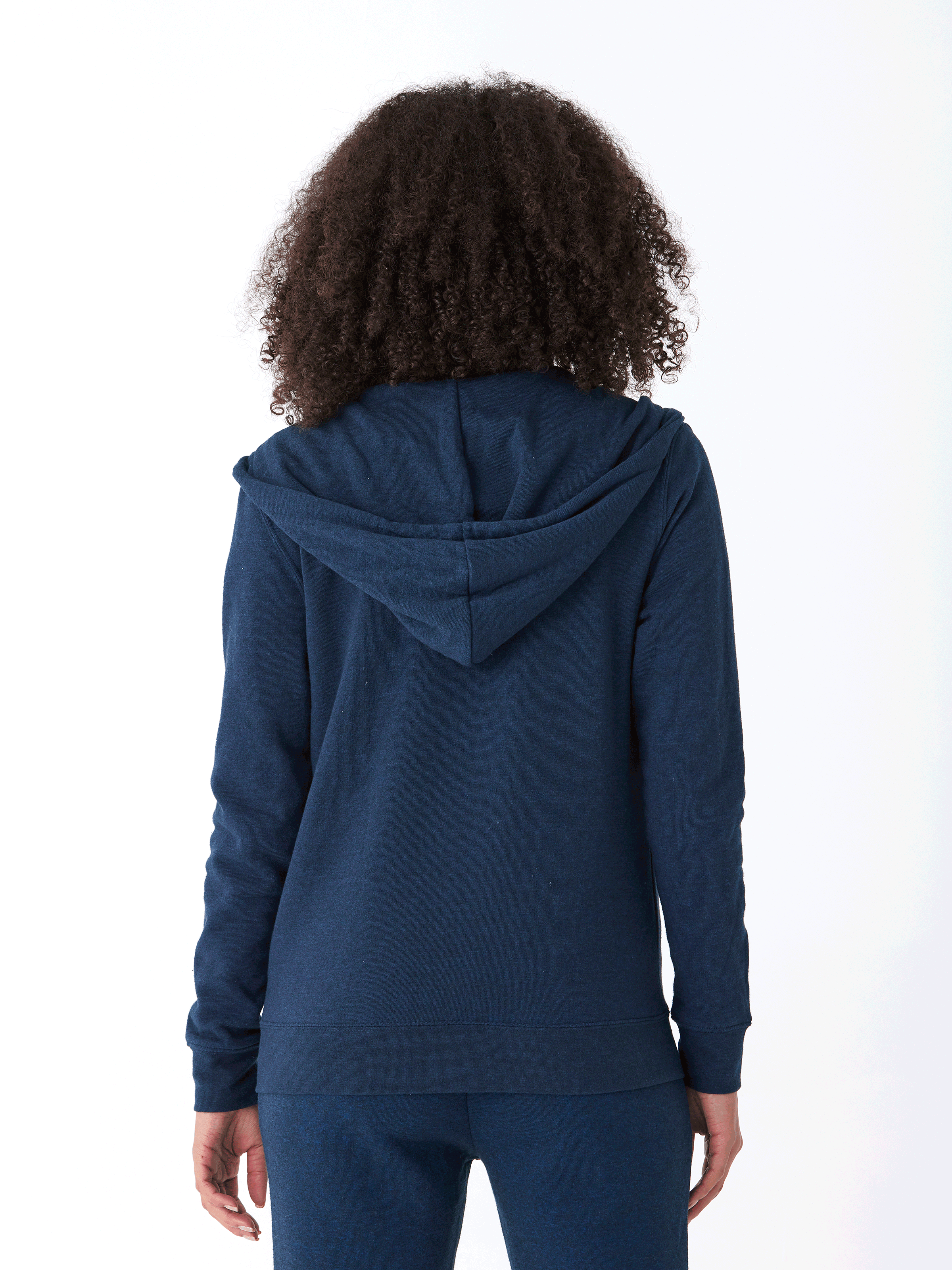 Unisex Core Triblend Fleece Zip Hoodie in Navy Blue and White