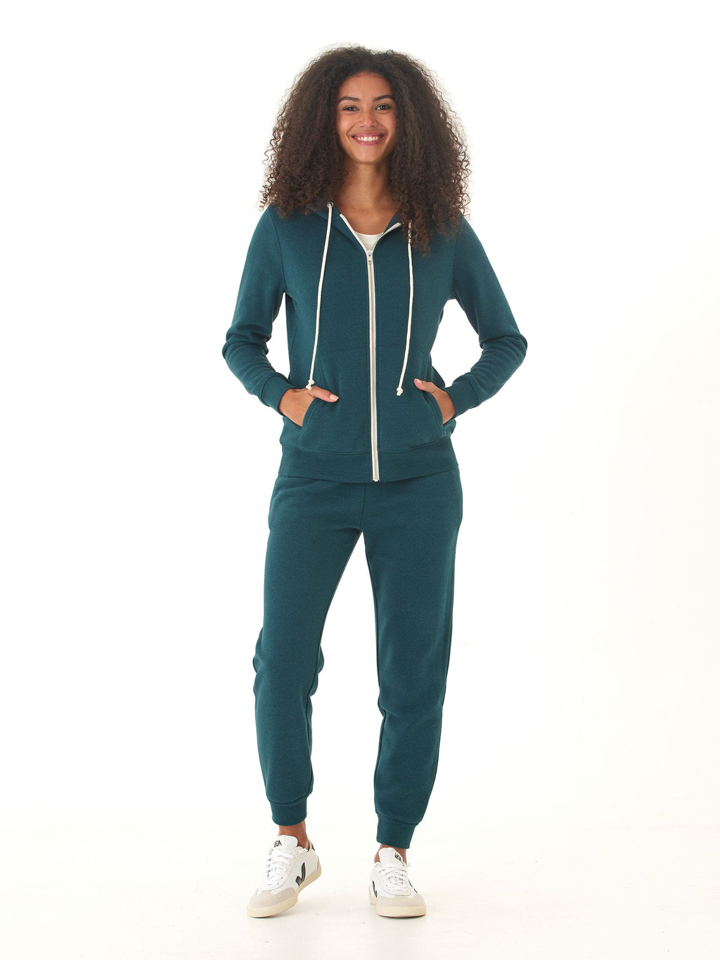 Women’s Triblend Fleece Joggers in Teal and Dark Green