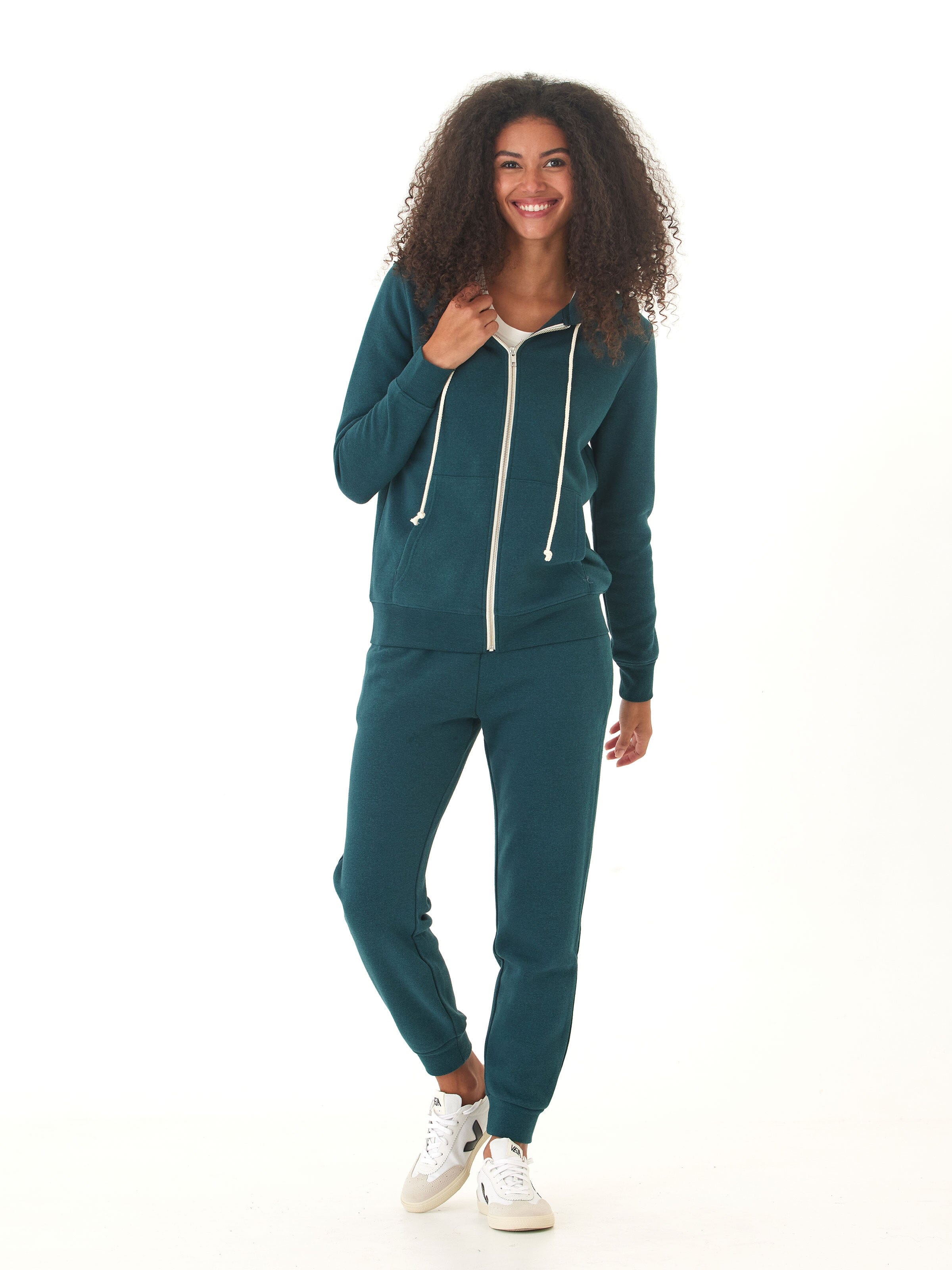 Women’s Triblend Fleece Joggers in Teal and Dark Green