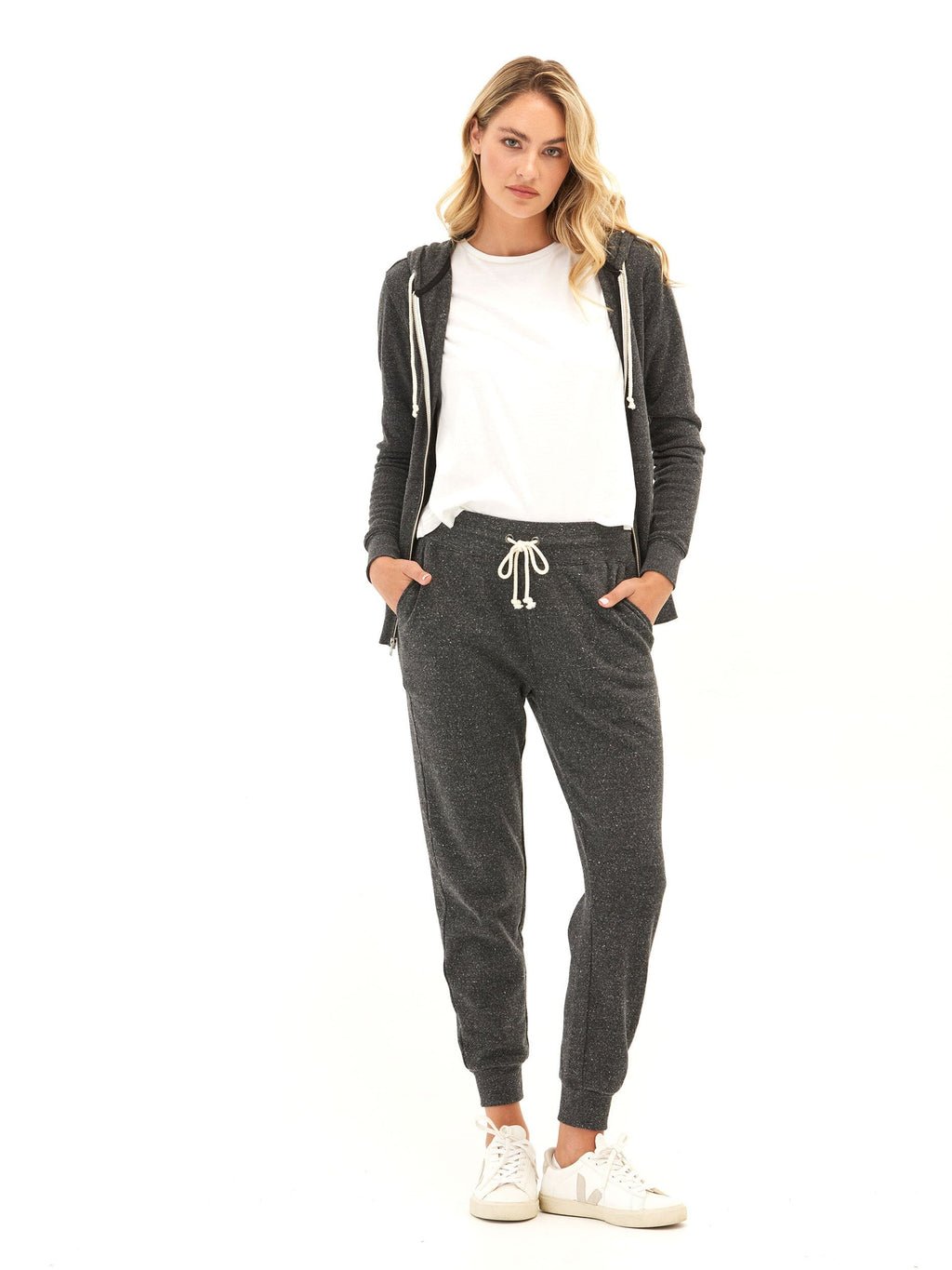 Women's Core Triblend Fleece Classic Zip Hoodie in Charcoal or White