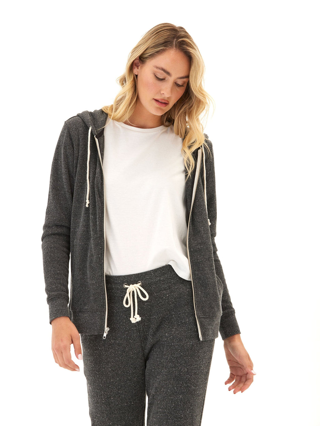 Women's Core Triblend Fleece Classic Zip Hoodie in Charcoal or White
