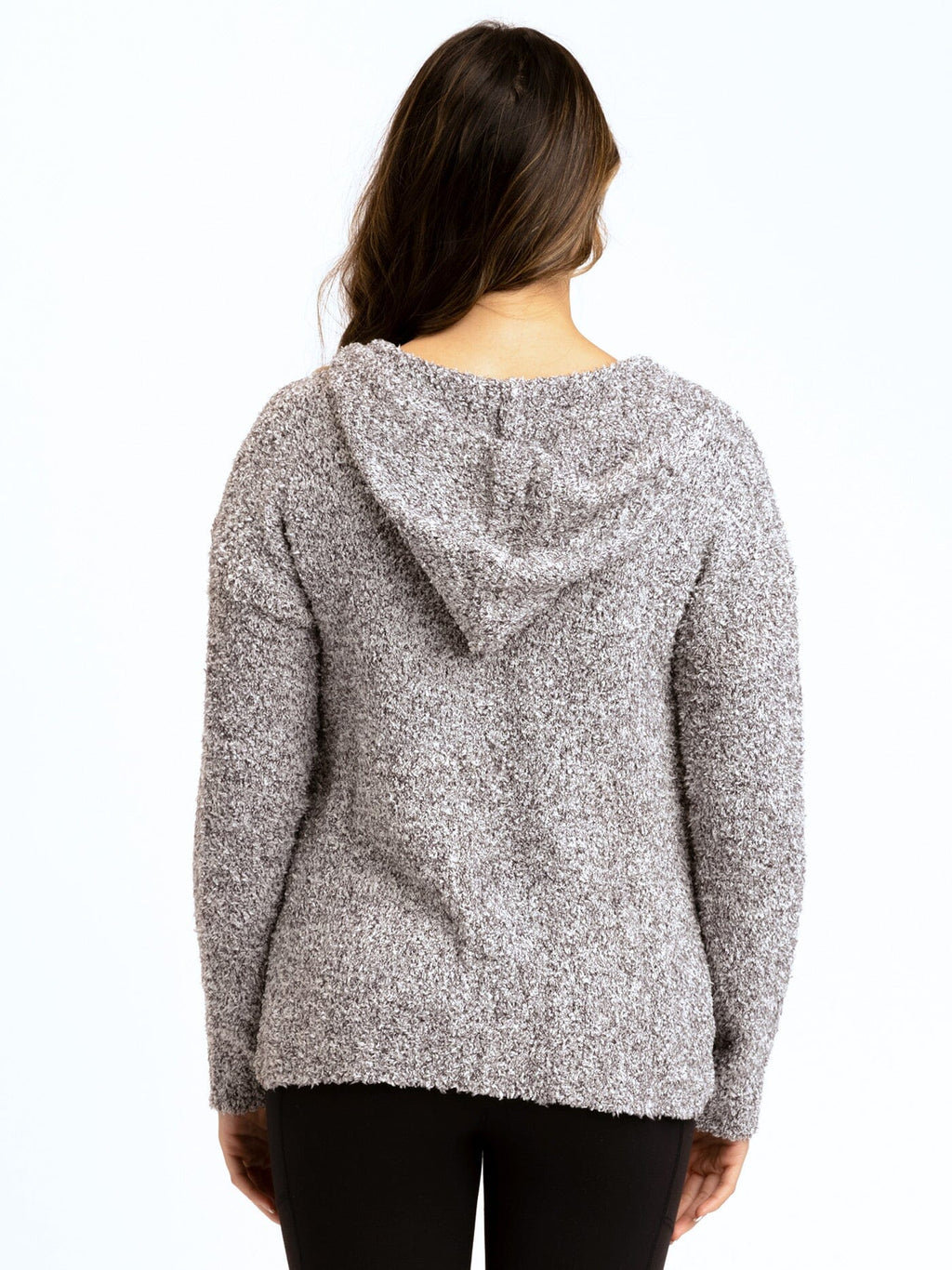 Anita Cozy Boucle Full Zip Sweater Hoodie in Grey and White