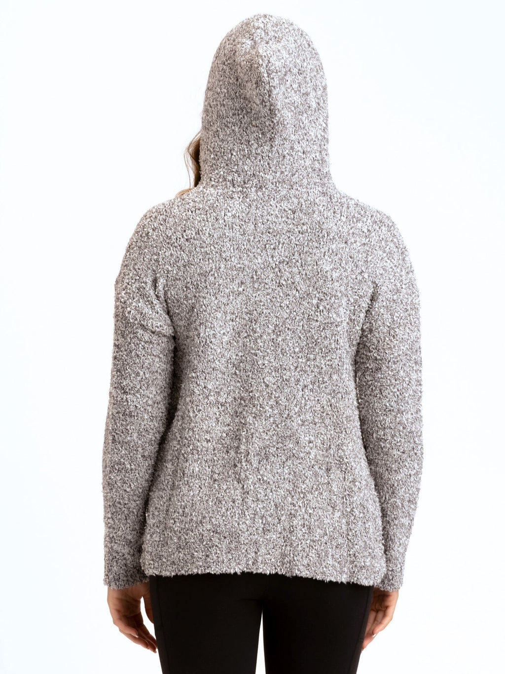Anita Cozy Boucle Full Zip Sweater Hoodie in Grey and White