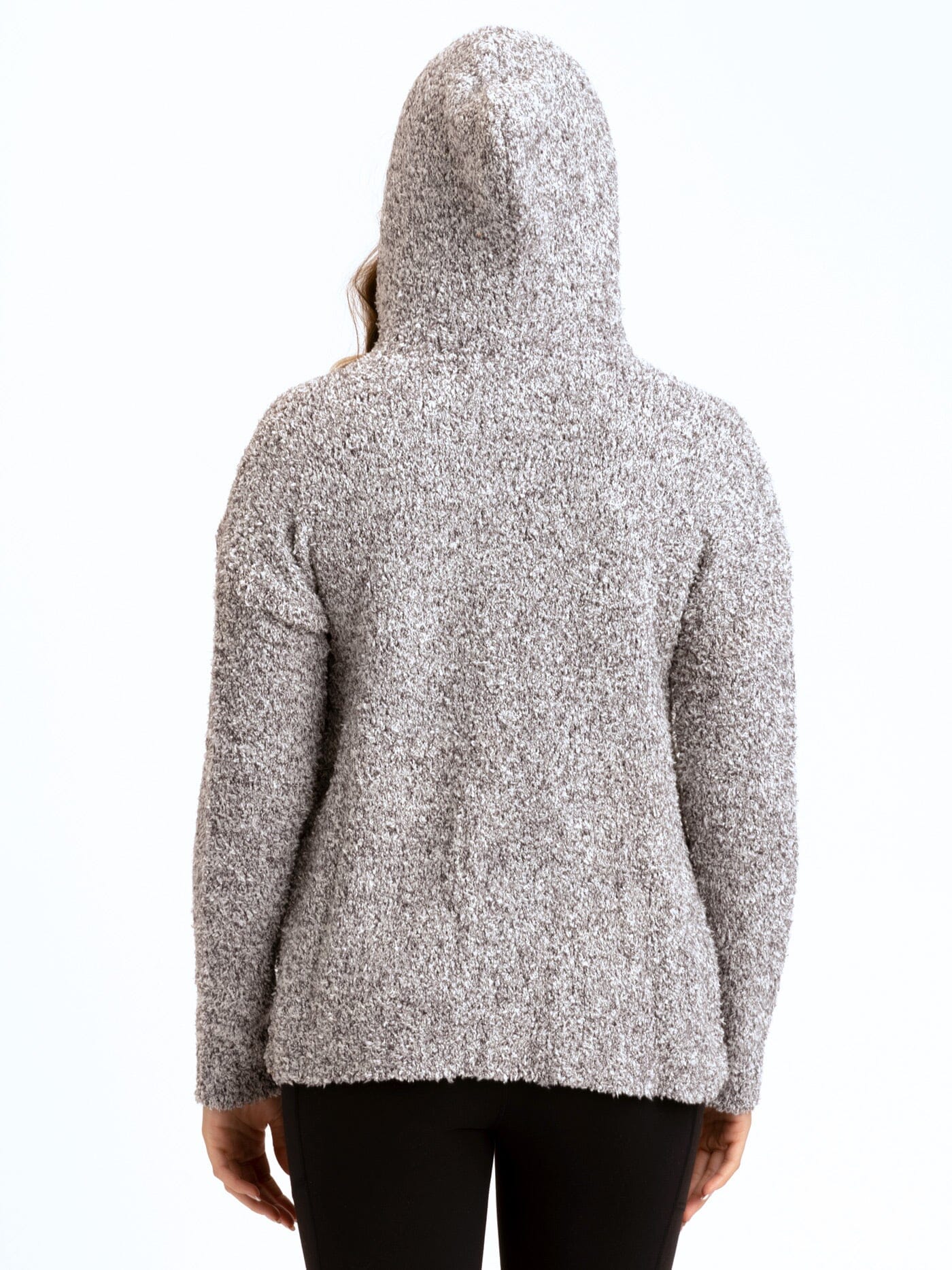 Anita Cozy Boucle Full Zip Sweater Hoodie in Grey and White