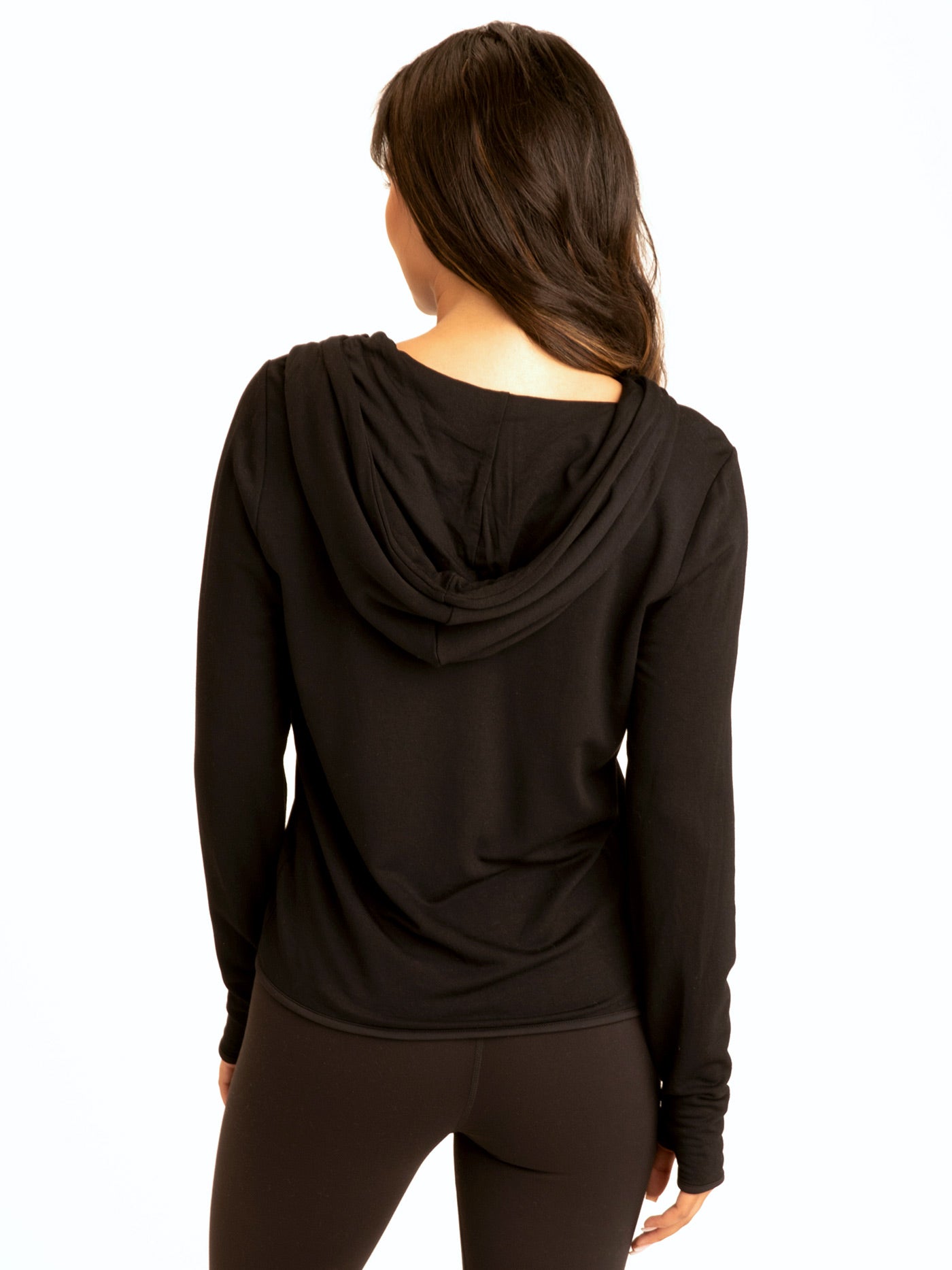 Sybil FeatherLoop Athleisure Jacket: Minimalist Black Zip-Up