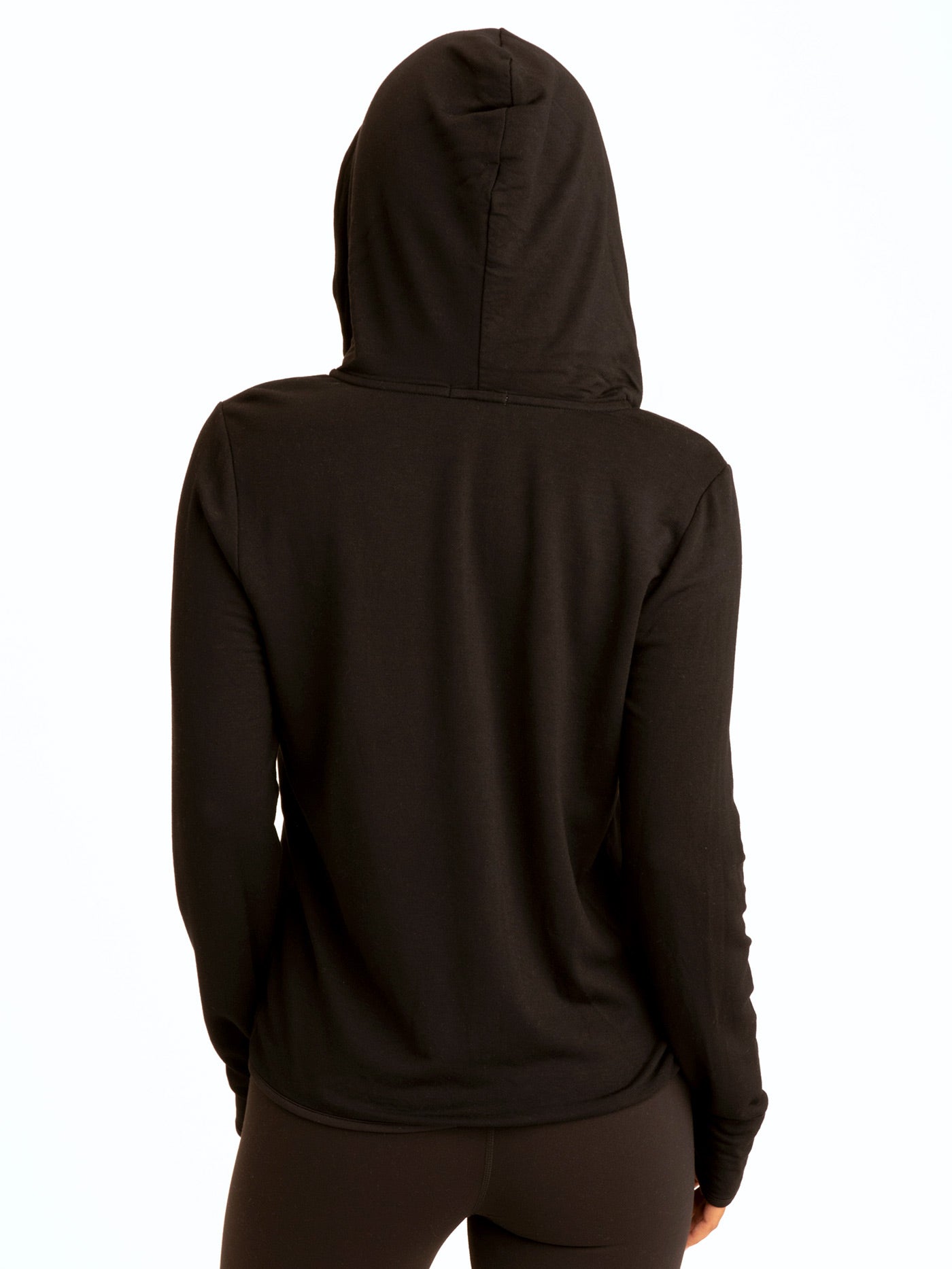Sybil FeatherLoop Athleisure Jacket: Minimalist Black Zip-Up