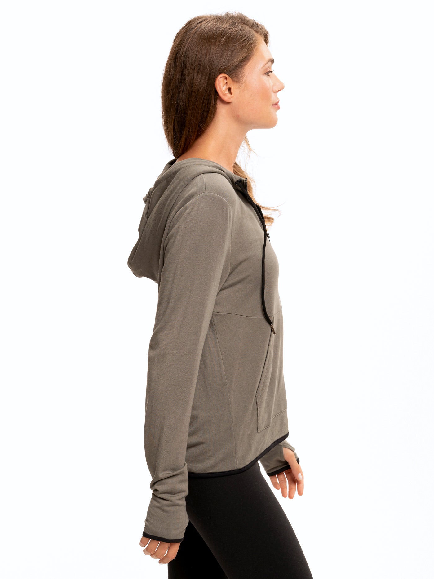 Sybil FeatherLoop Athleisure Jacket with Thumb Holes and Pocket