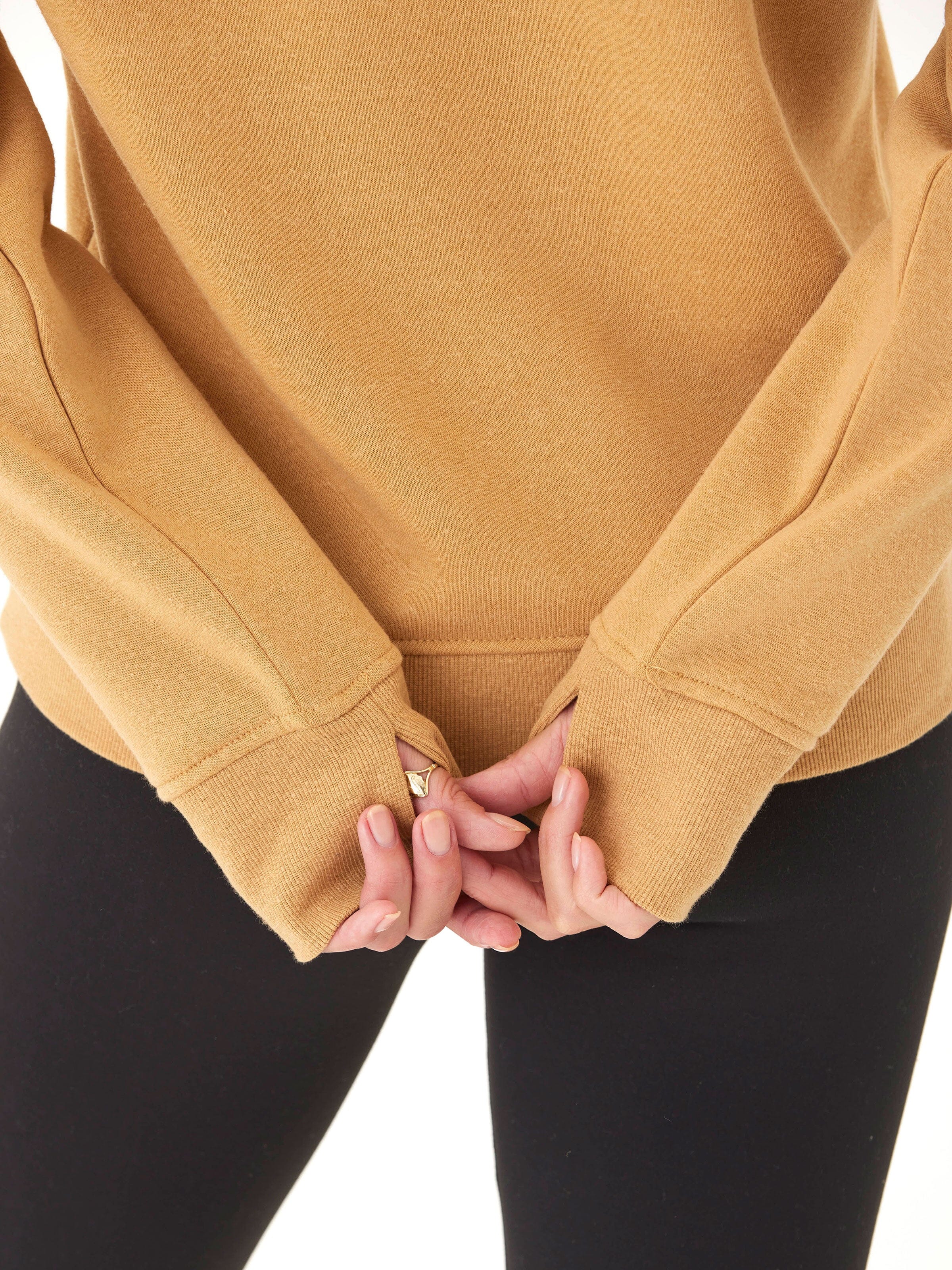 Sinead 1/4 Zip Triblend Fleece Hoodie with Thumbhole Details
