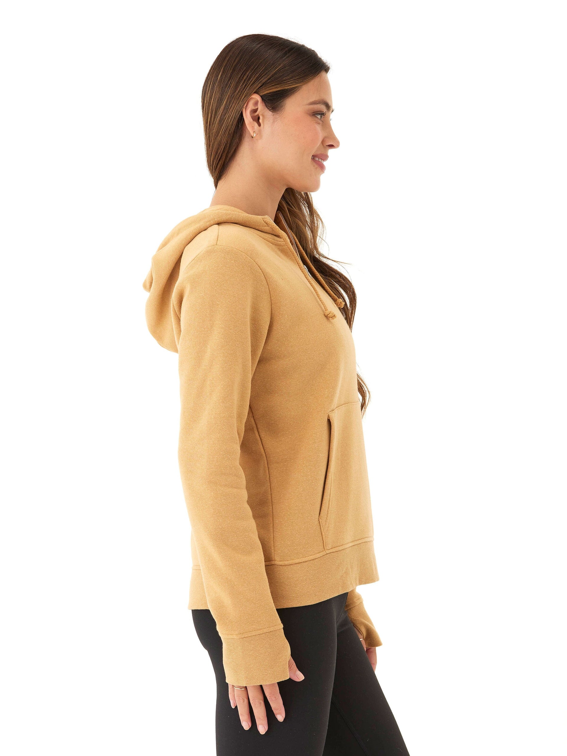 Sinead 1/4 Zip Triblend Fleece Hoodie with Thumbhole Details
