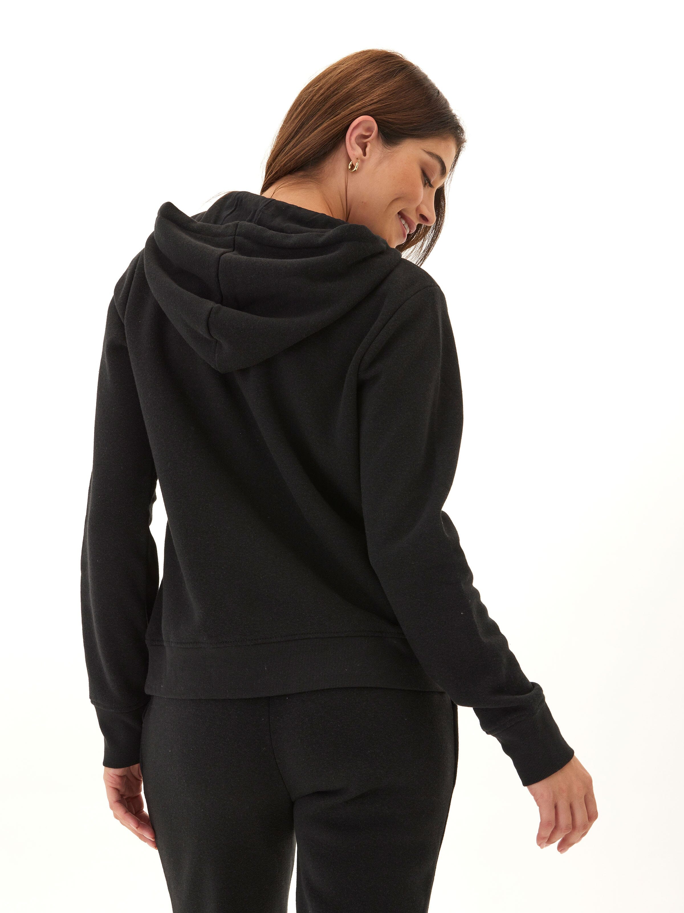 Women's Sinead 1/4 Zip Triblend Fleece Hoodie in Black