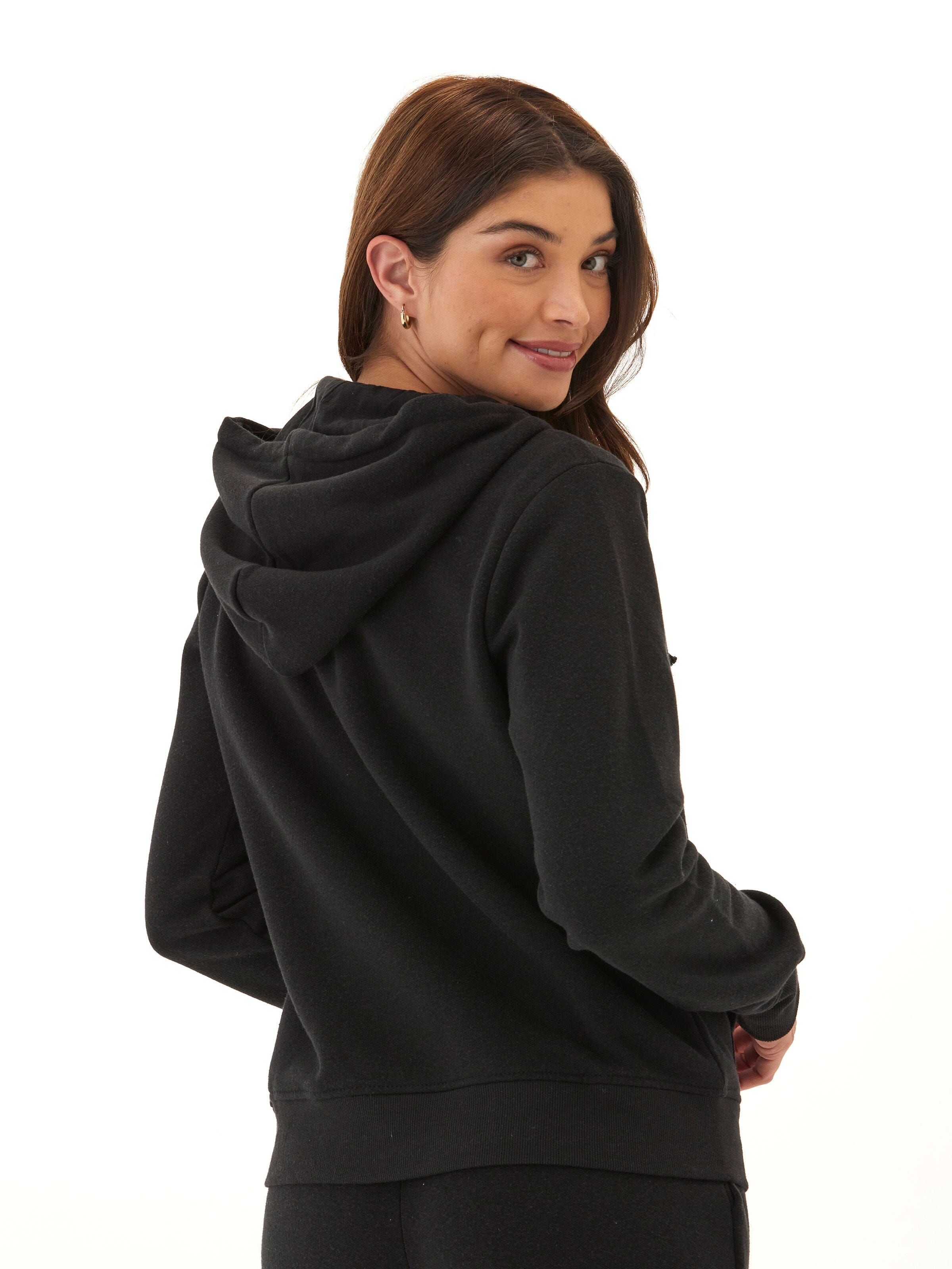 Women's Sinead 1/4 Zip Triblend Fleece Hoodie in Black
