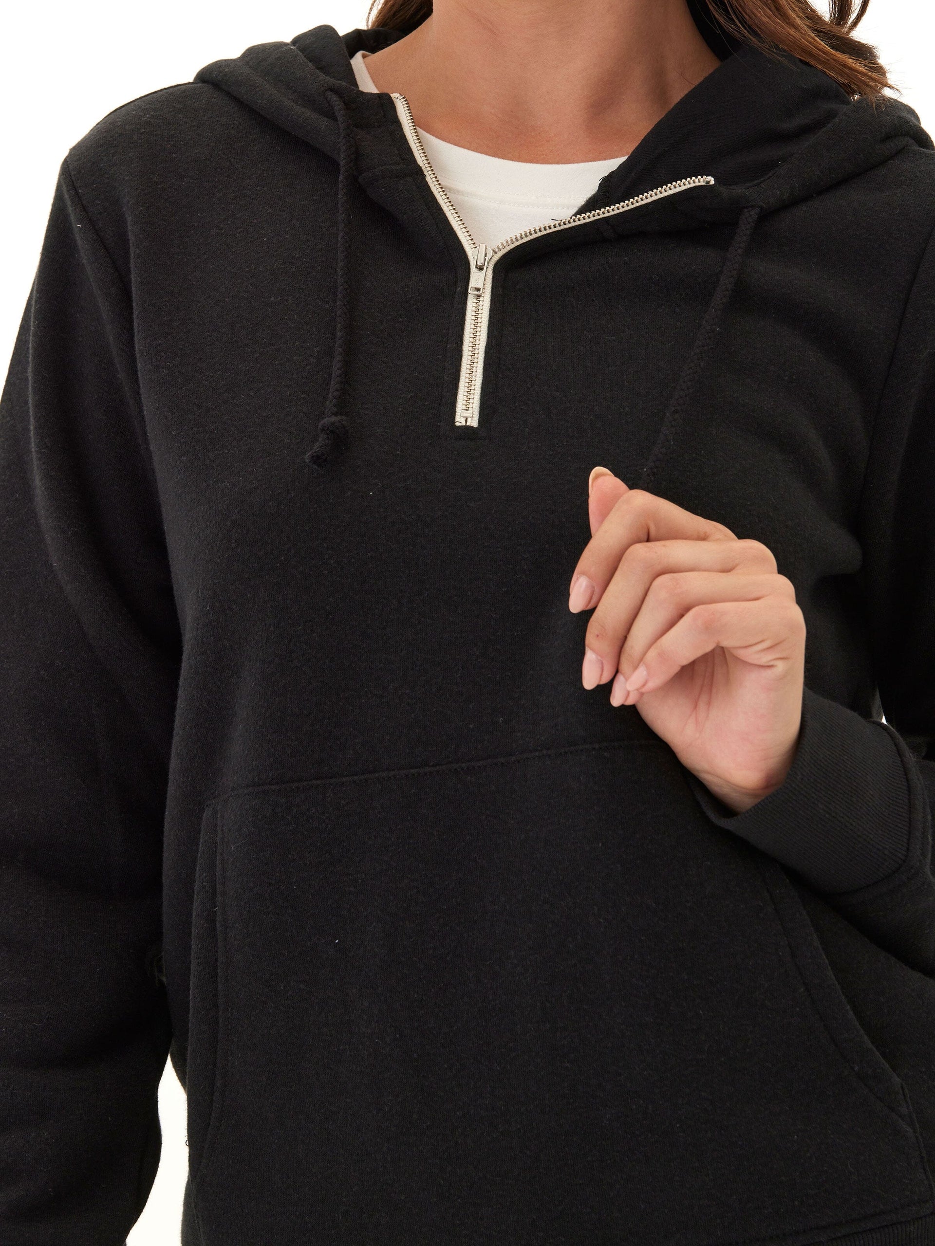 Women's Sinead 1/4 Zip Triblend Fleece Hoodie in Black