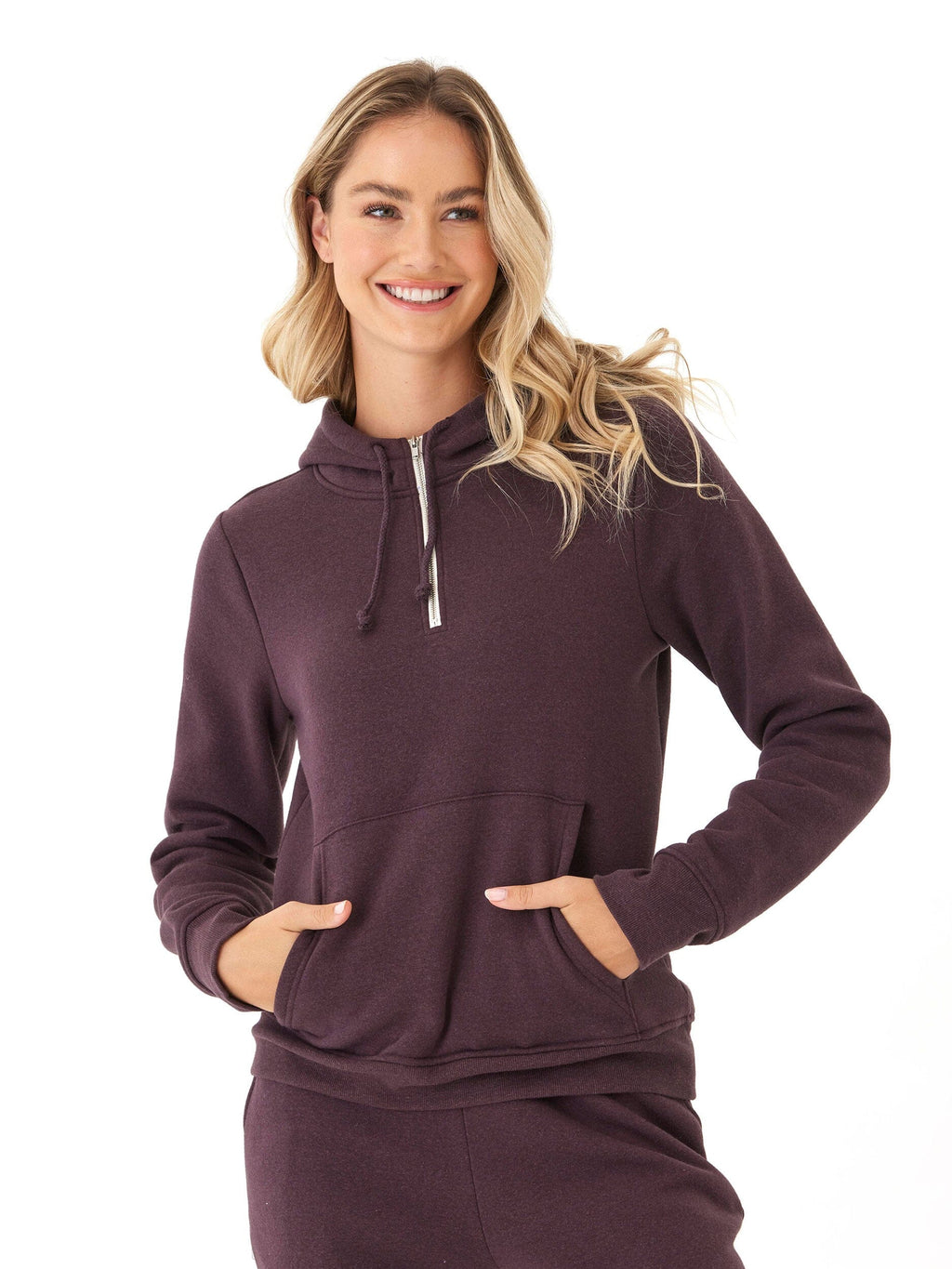 Sinead 1/4 Zip Triblend Fleece Pullover Hoodie with Thumbholes