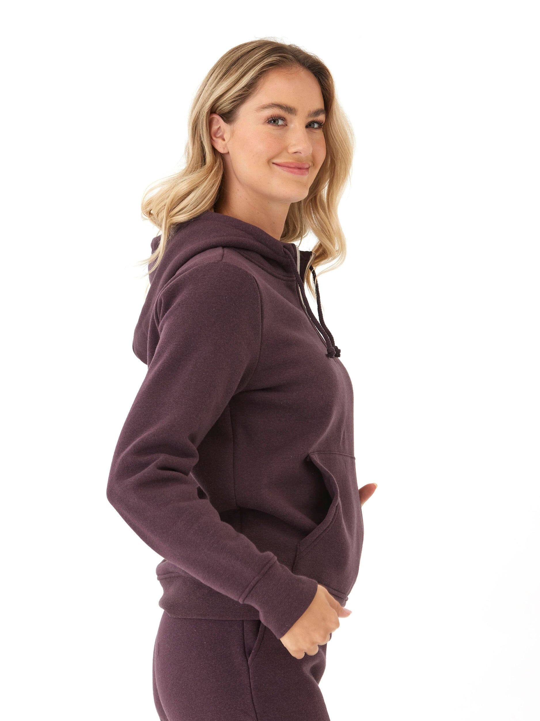 Sinead 1/4 Zip Triblend Fleece Pullover Hoodie with Thumbholes