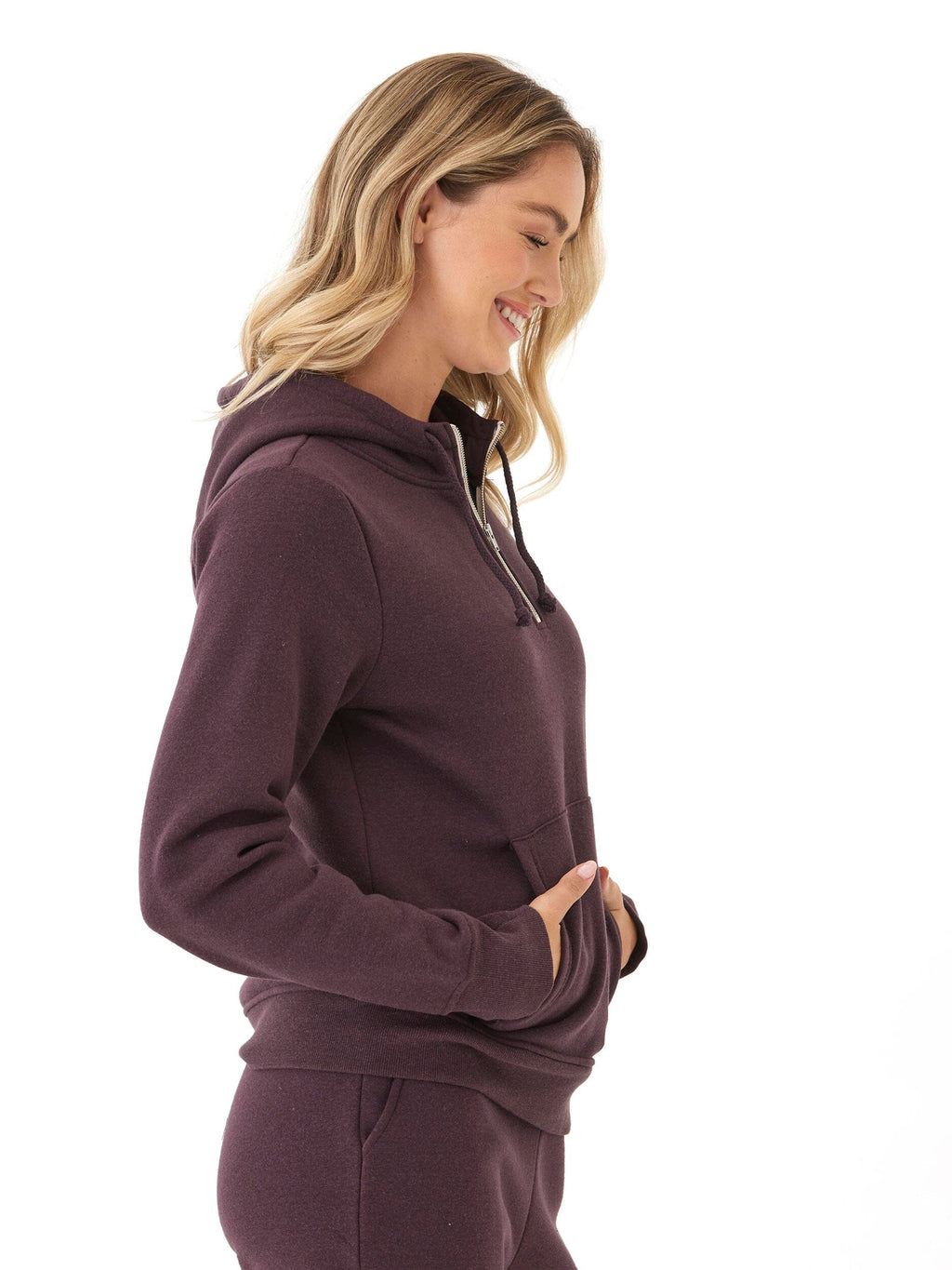 Sinead 1/4 Zip Triblend Fleece Pullover Hoodie with Thumbholes