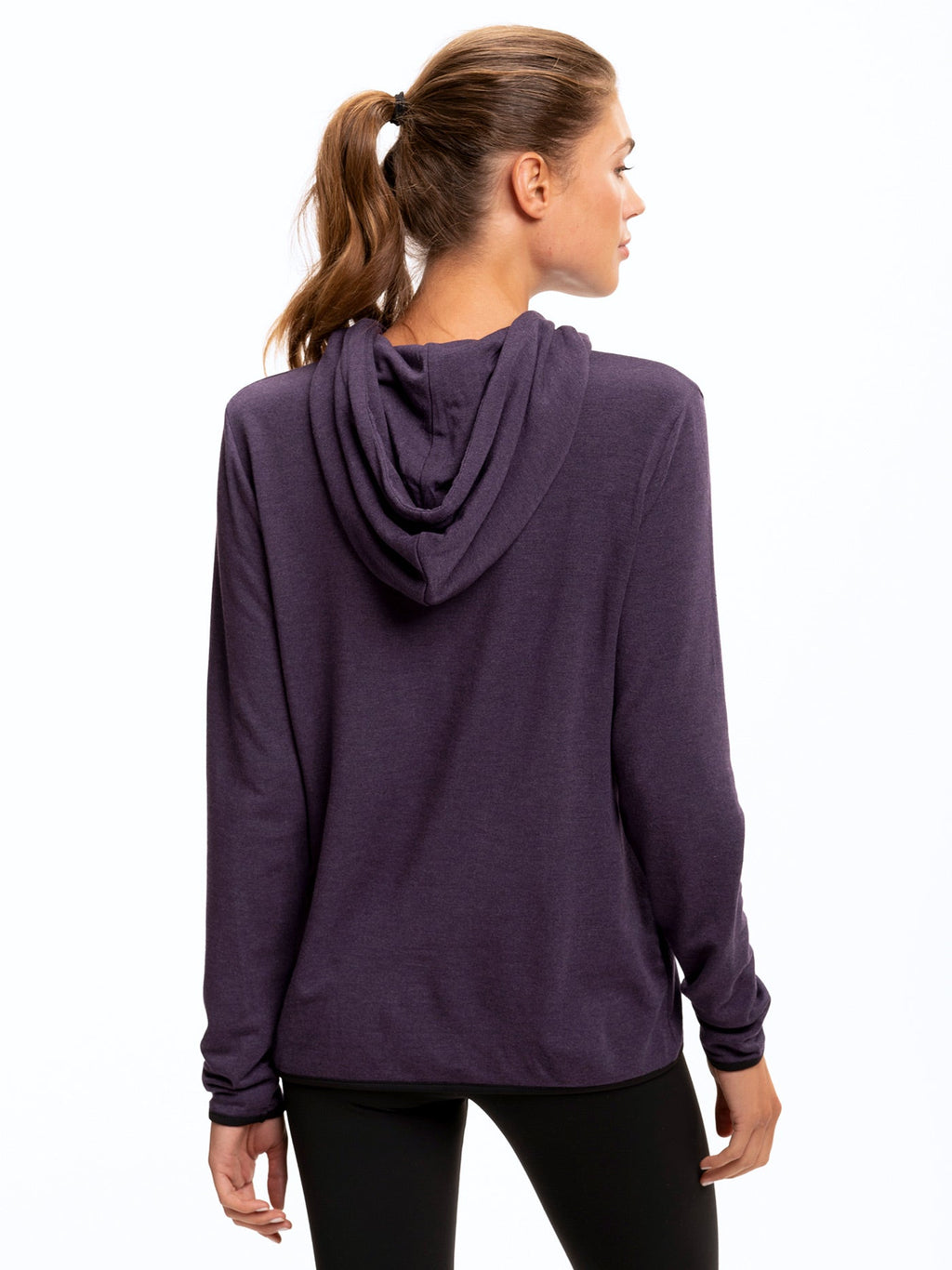 Kyanna FeatherLoop Half Zip Hoodie in Purple and Black