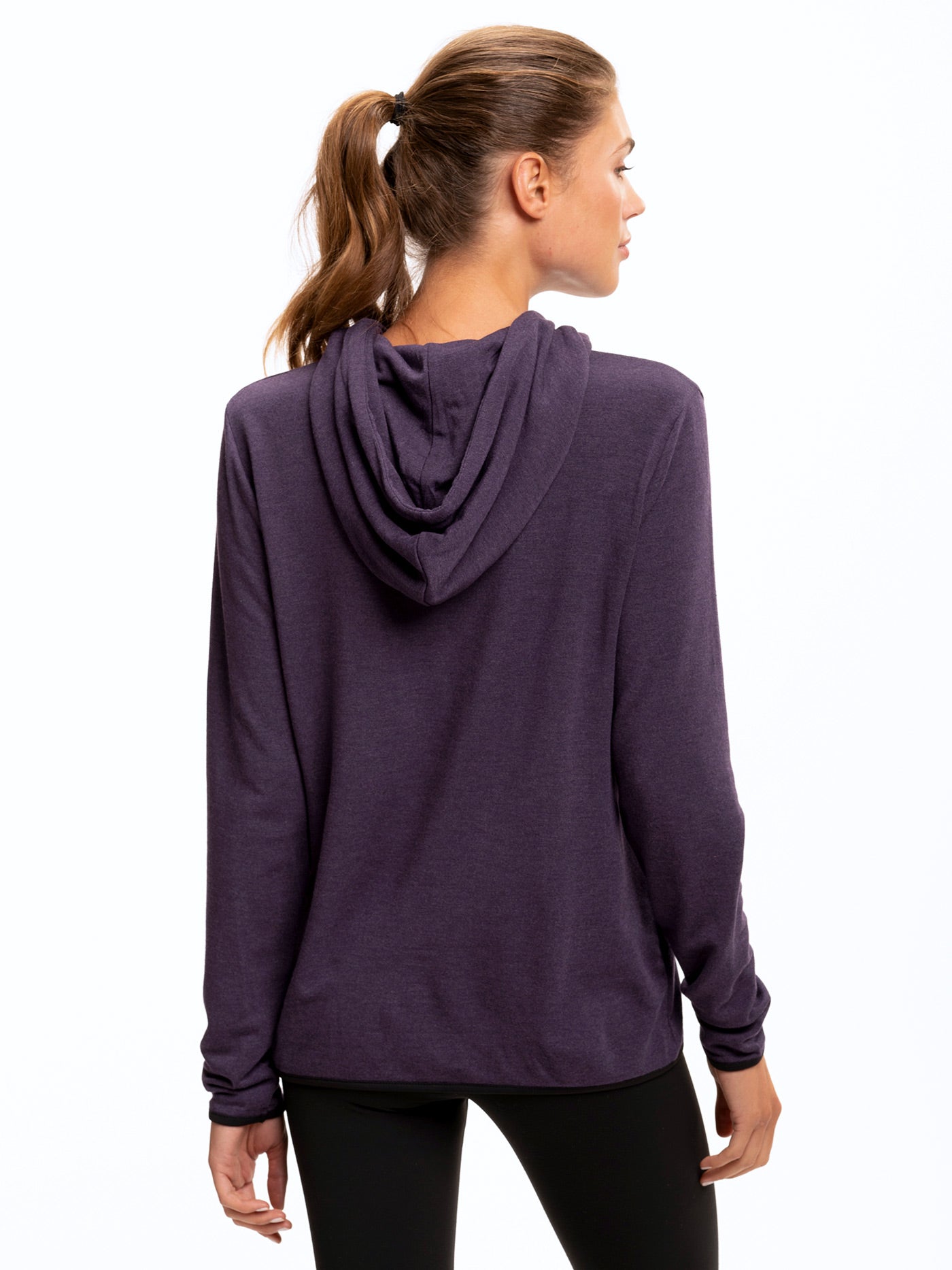 Kyanna FeatherLoop Half Zip Hoodie in Purple and Black