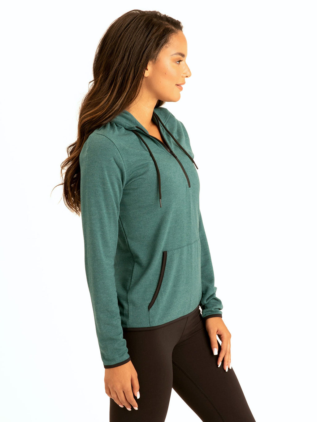 Kyanna FeatherLoop Half Zip Hoodie: Slim Fit Athleisure Pullover