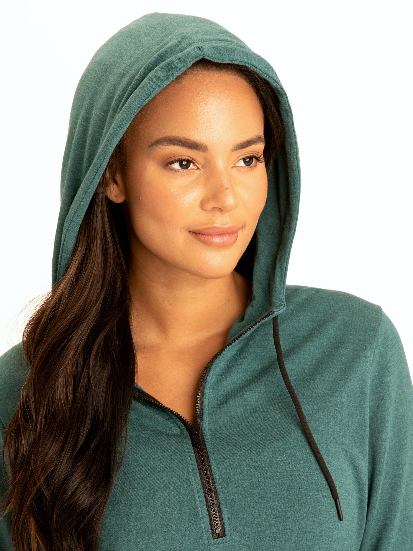 Kyanna FeatherLoop Half Zip Hoodie: Slim Fit Athleisure Pullover