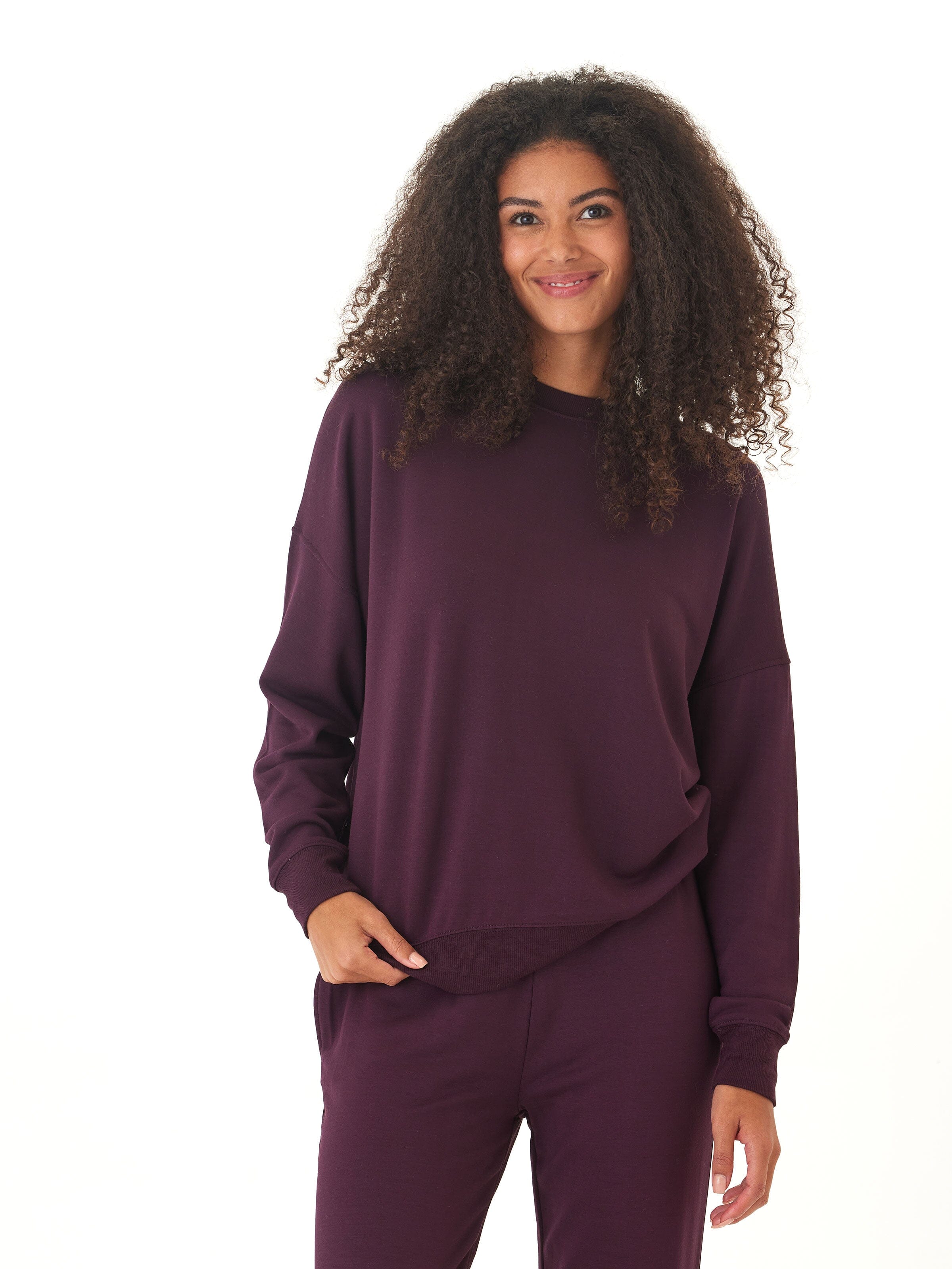 Core Feather Fleece Sweatshirt for Women in Dark Purple & Plum