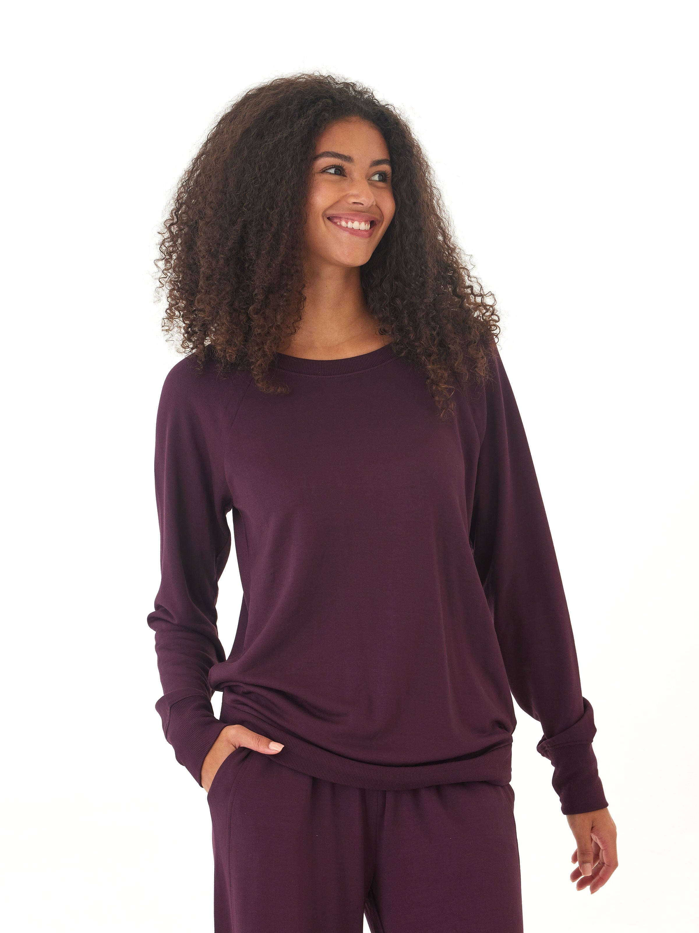 Core Feather Fleece Sweatshirt for Women in Dark Purple & Plum