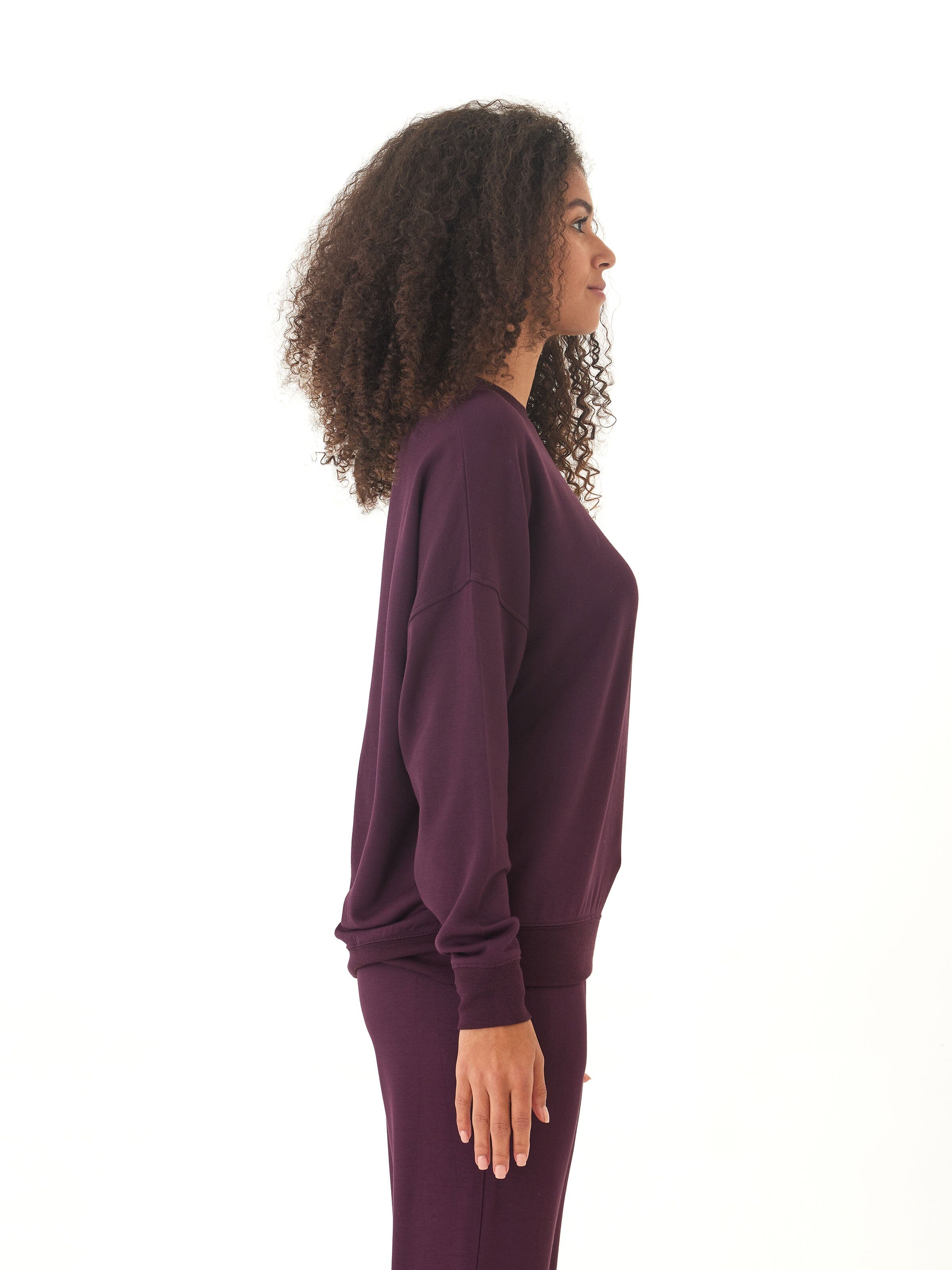 Core Feather Fleece Sweatshirt for Women in Dark Purple & Plum