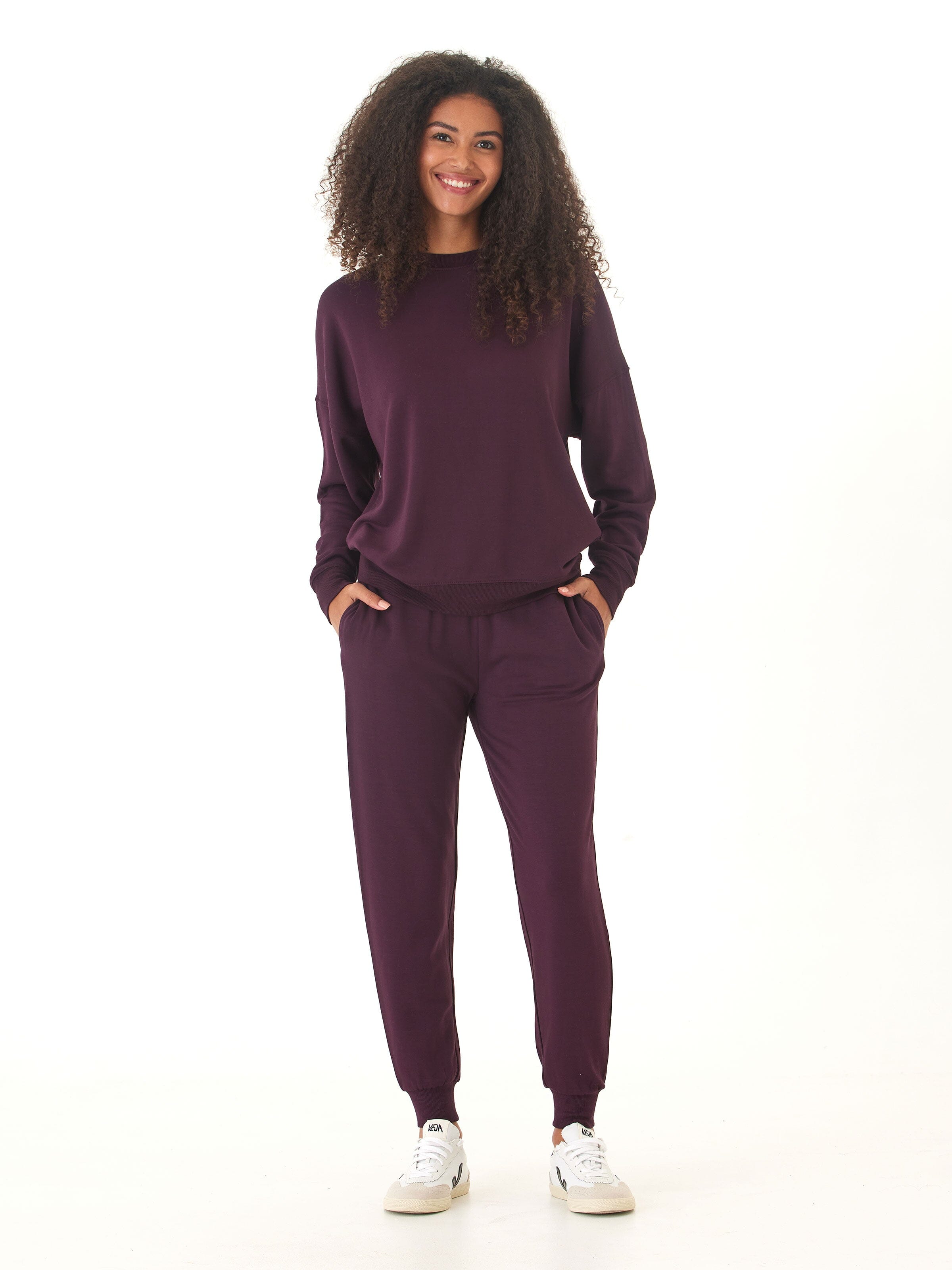 Core Feather Fleece Sweatshirt for Women in Dark Purple & Plum
