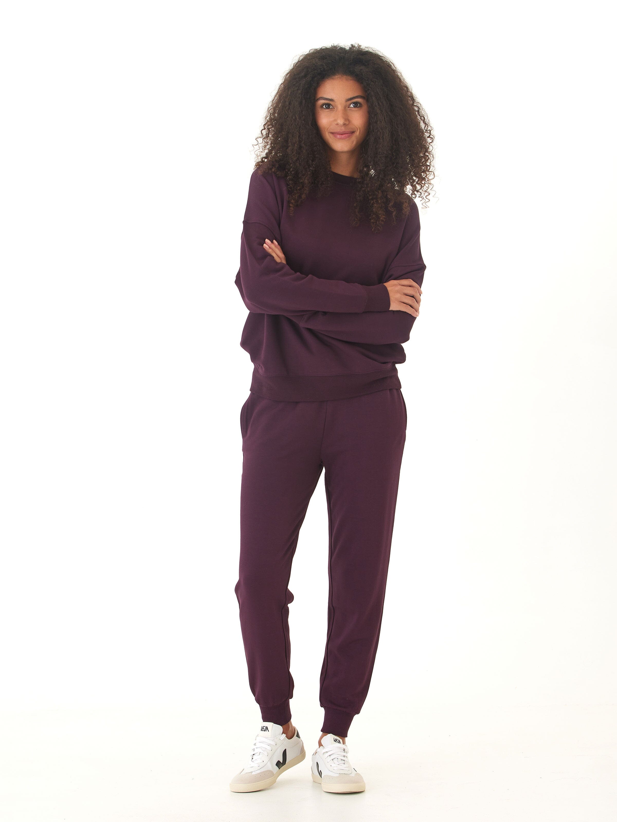 Core Feather Fleece Sweatshirt for Women in Dark Purple & Plum