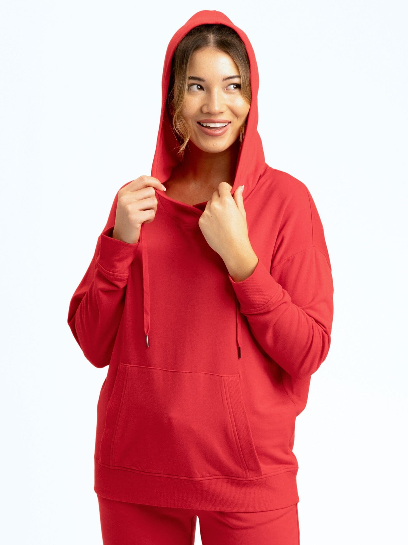Madge Feather Fleece Pullover Hoodie with Pockets and Hood
