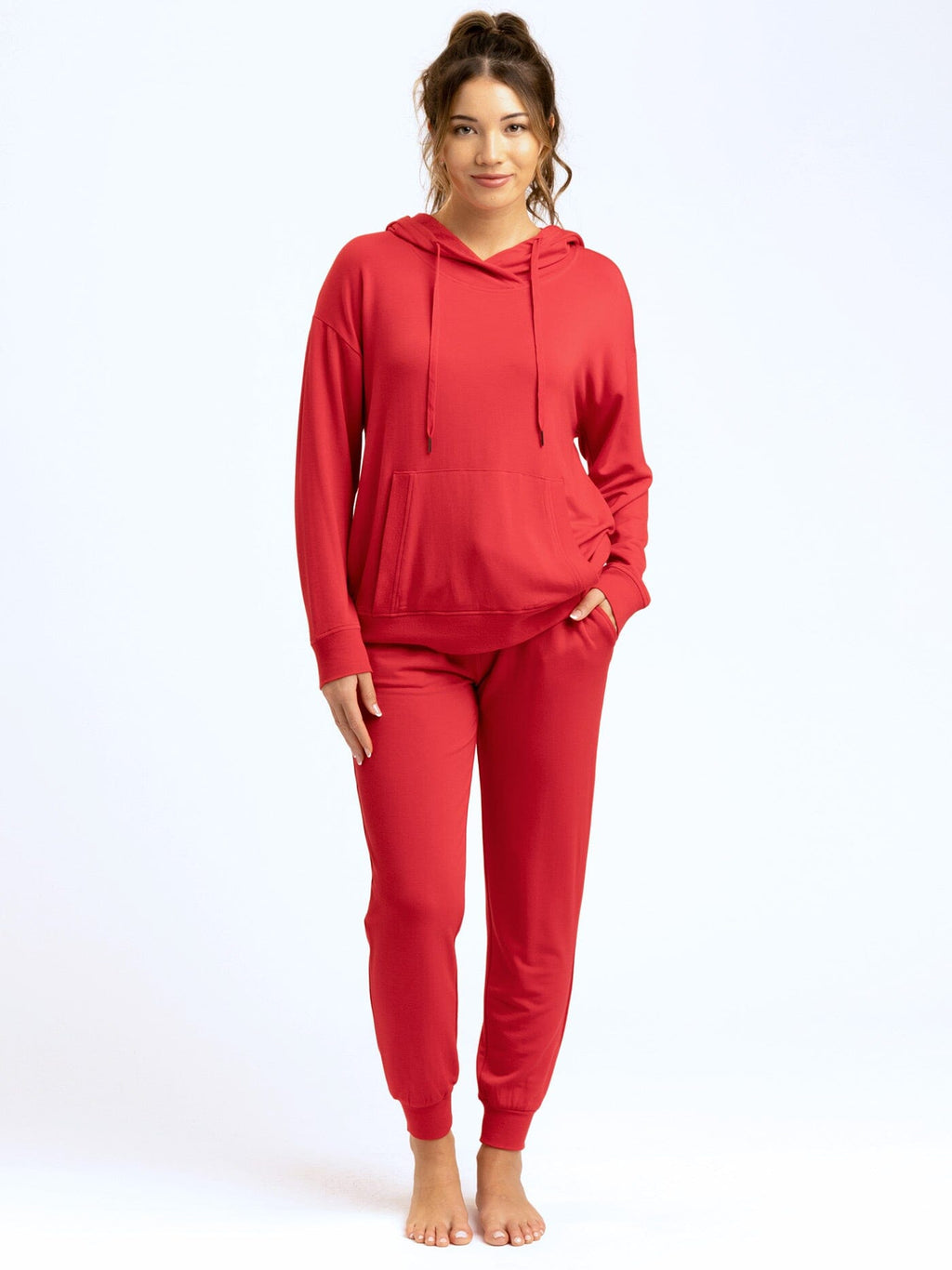 Madge Feather Fleece Pullover Hoodie with Pockets and Hood