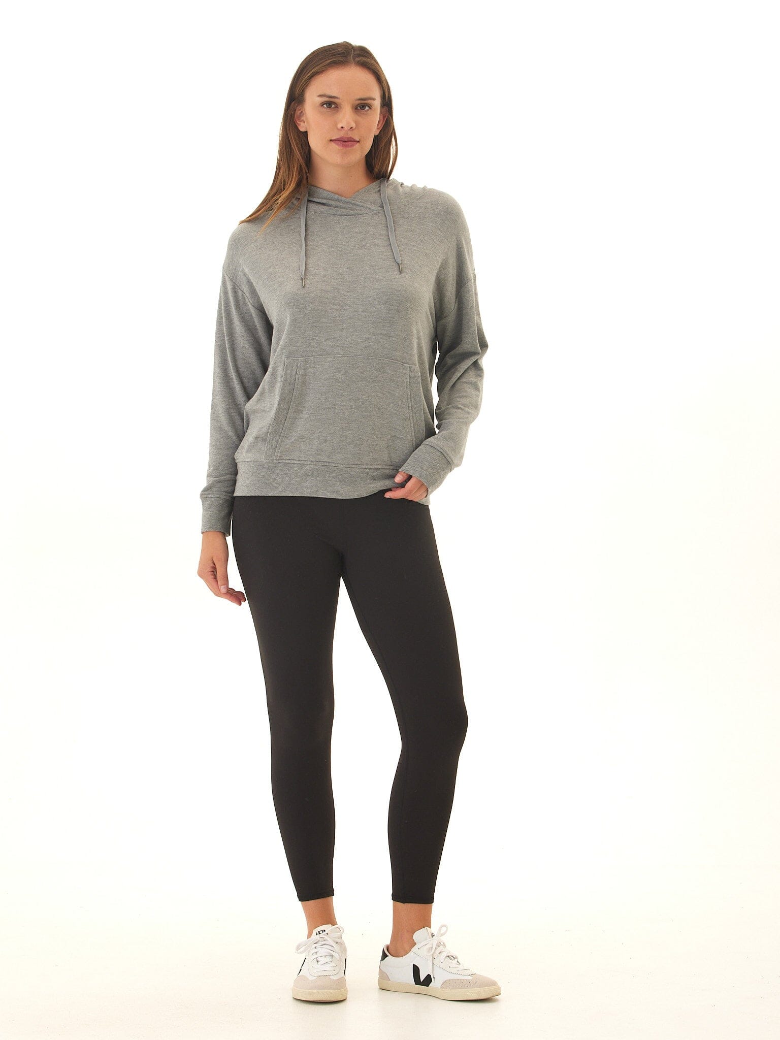 Madge Feather Fleece Pullover Hoodie with Relaxed Fit and Pocket