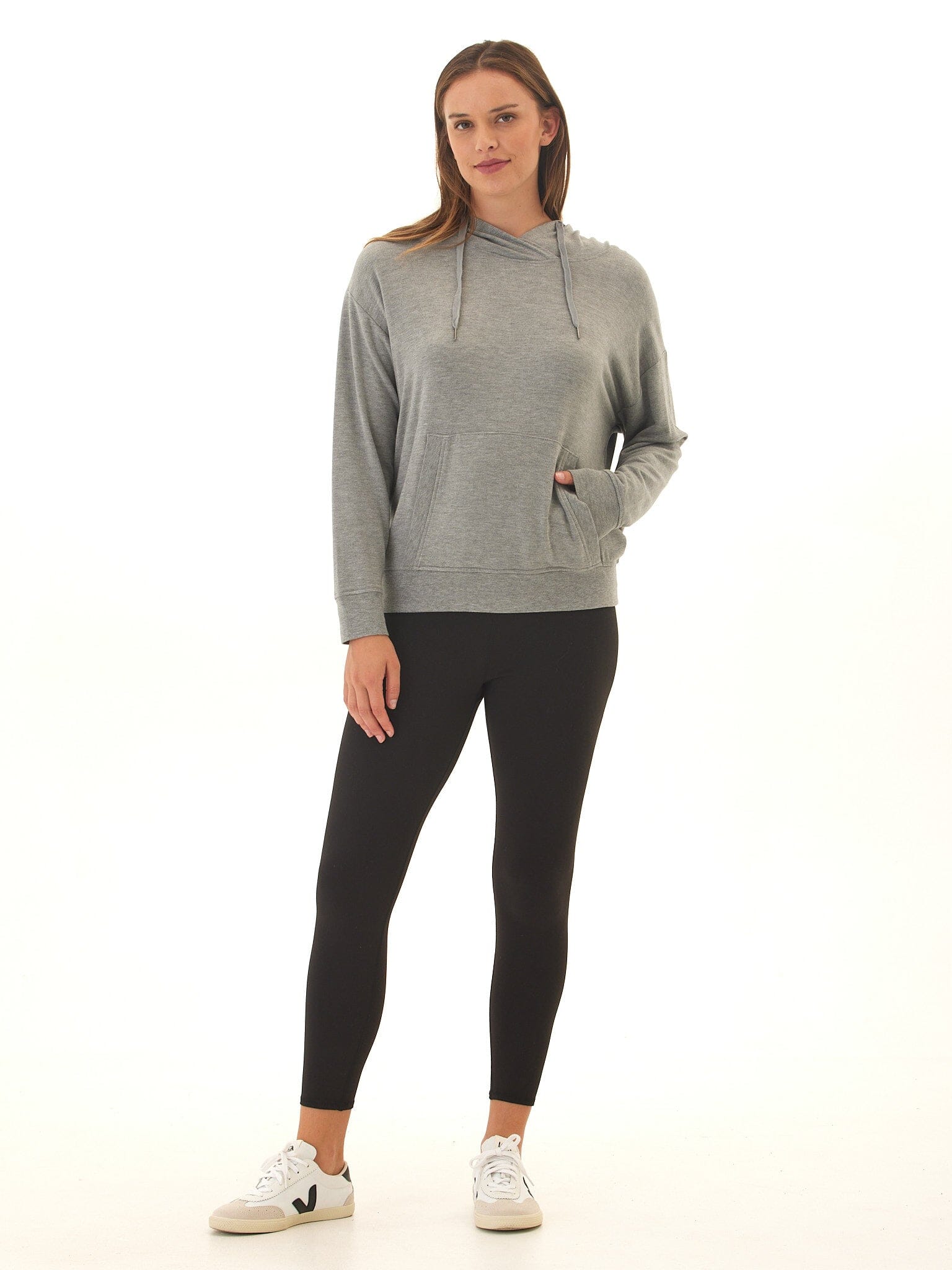 Madge Feather Fleece Pullover Hoodie with Relaxed Fit and Pocket