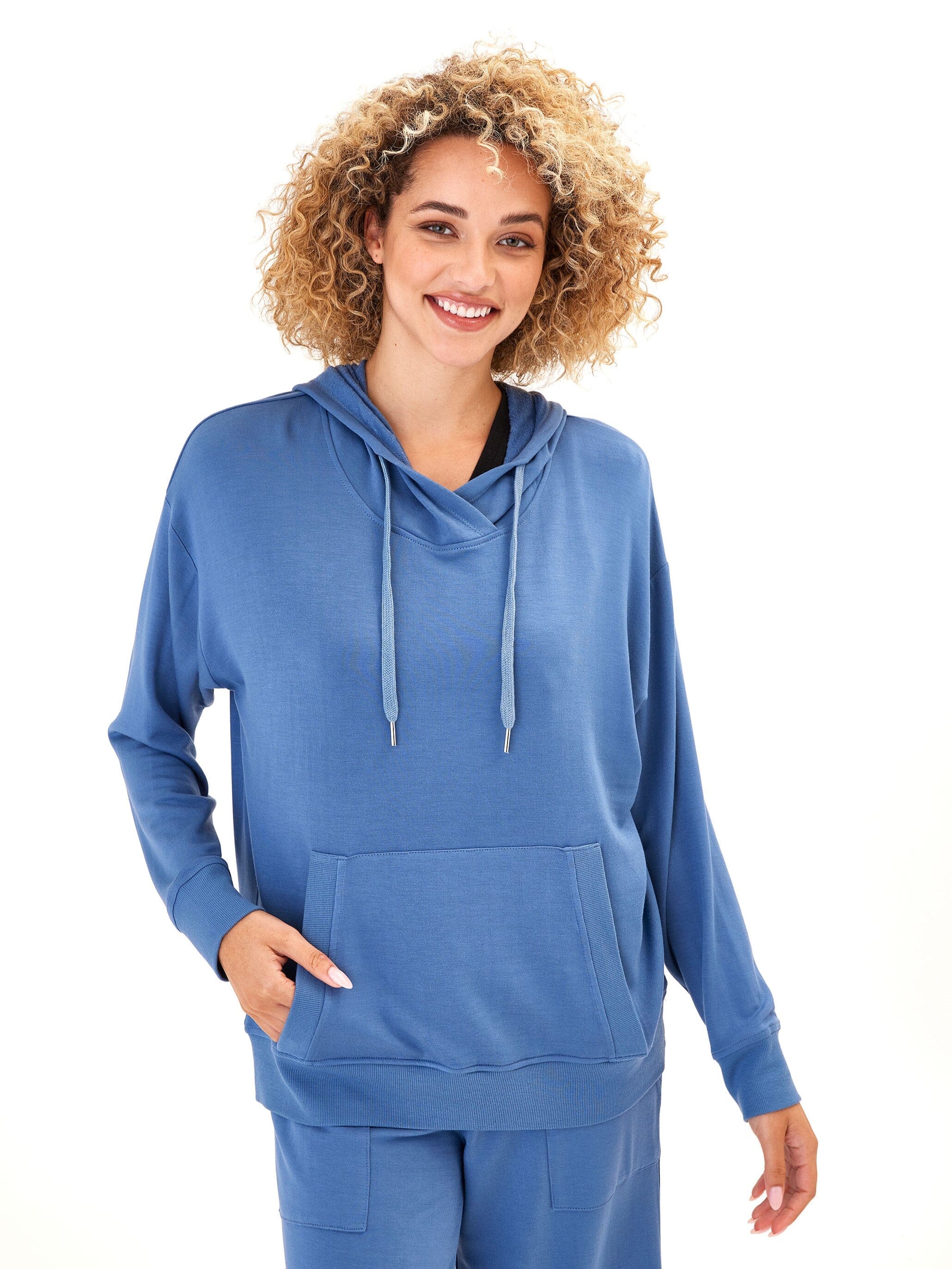 Madge Feather Fleece Pullover Hoodie with Pockets and Hood
