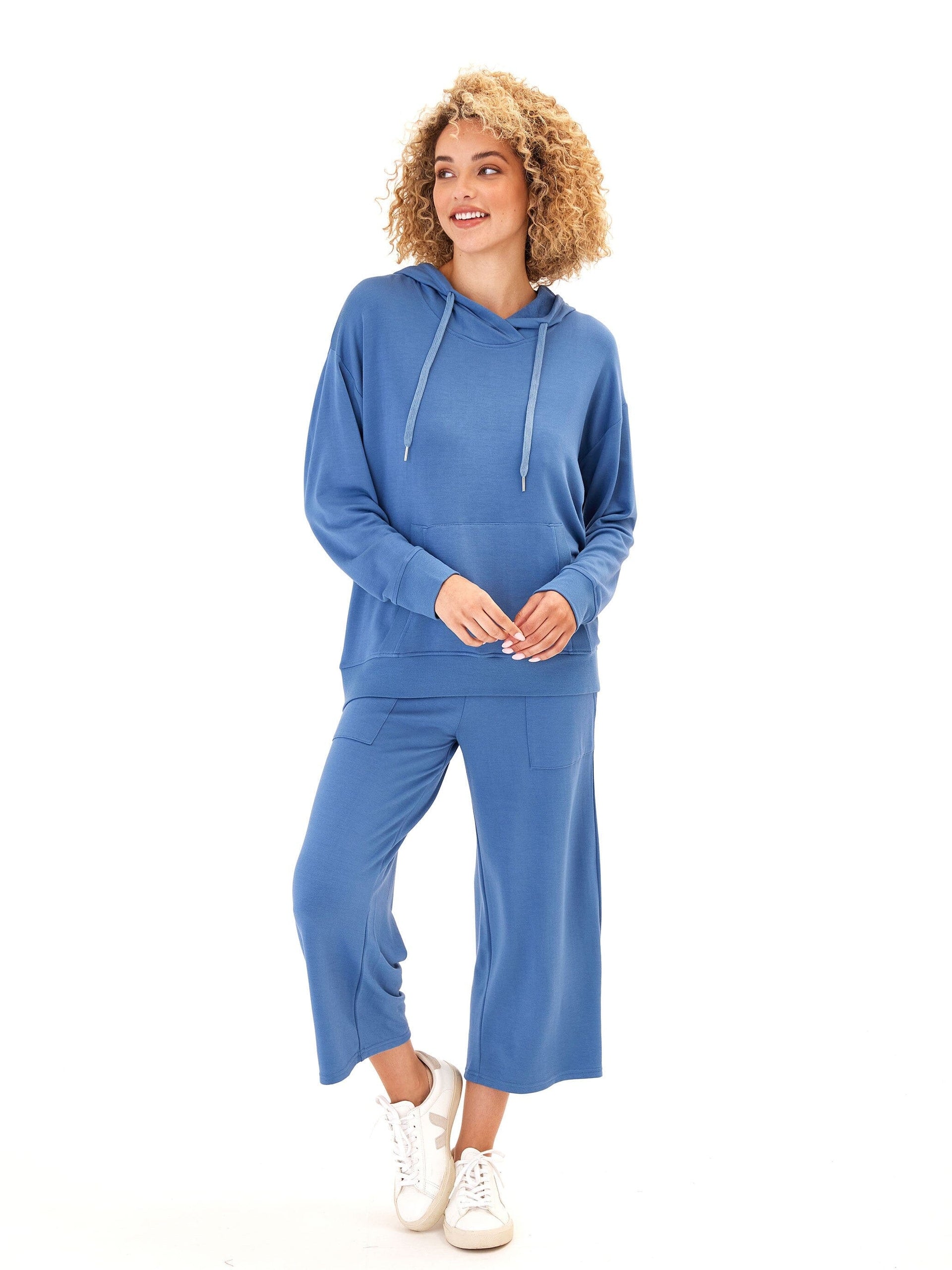 Madge Feather Fleece Pullover Hoodie with Pockets and Hood