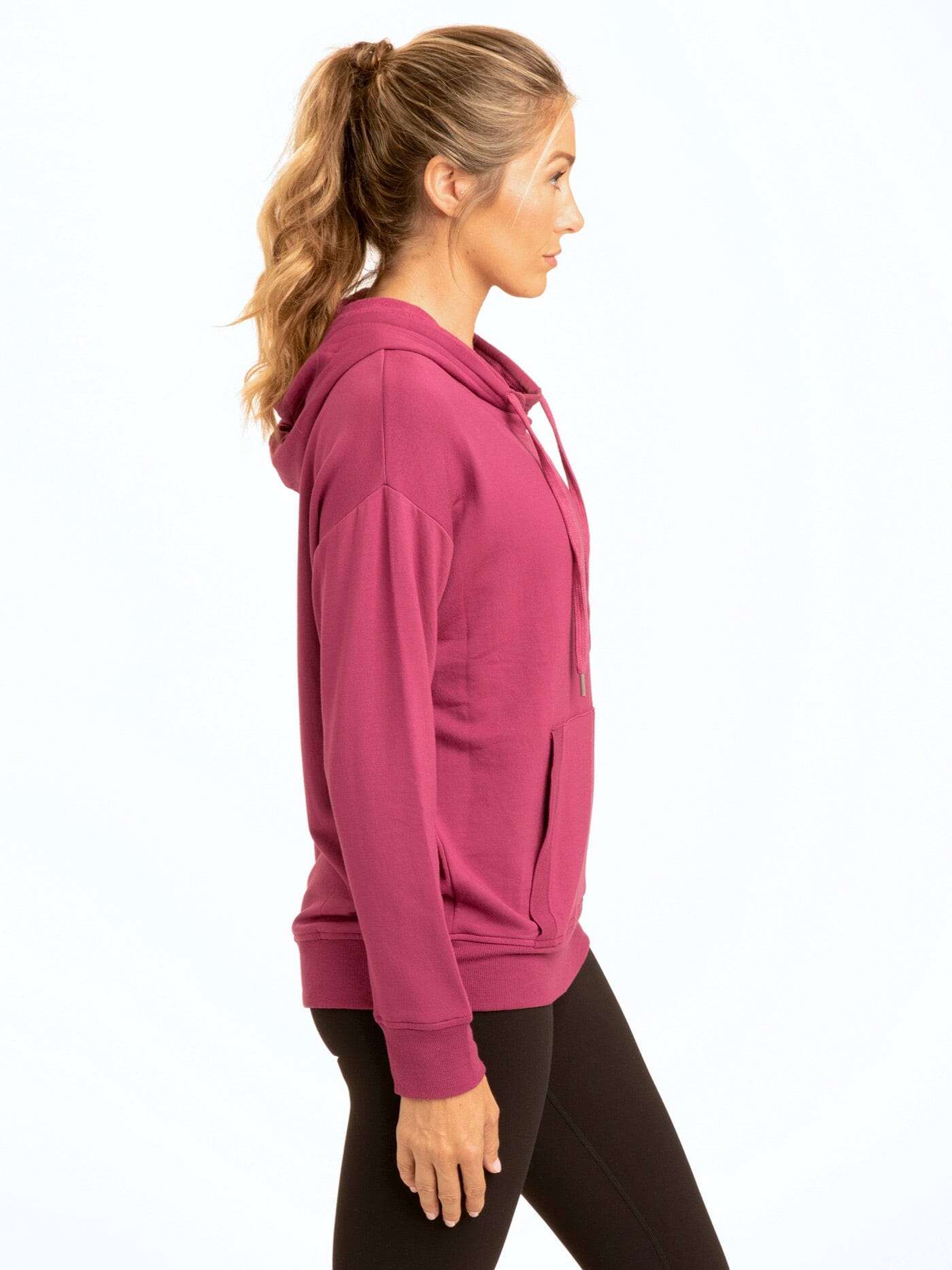 Women's Madge Feather Fleece Pullover Hoodie in Magenta and Berry