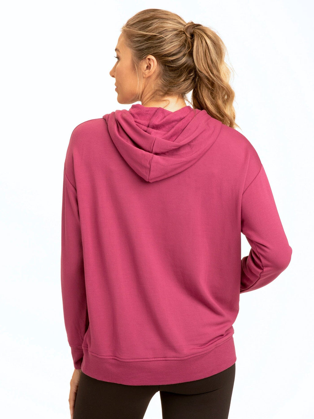 Women's Madge Feather Fleece Pullover Hoodie in Magenta and Berry