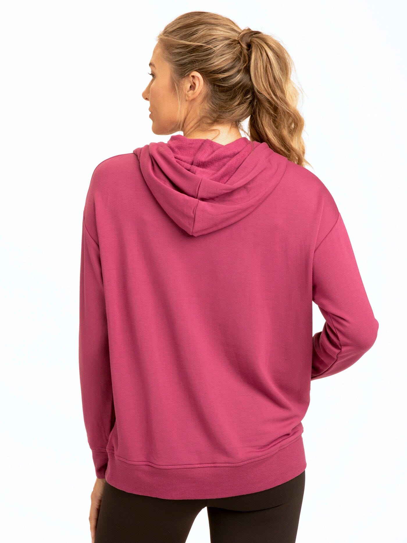 Women's Madge Feather Fleece Pullover Hoodie in Magenta and Berry