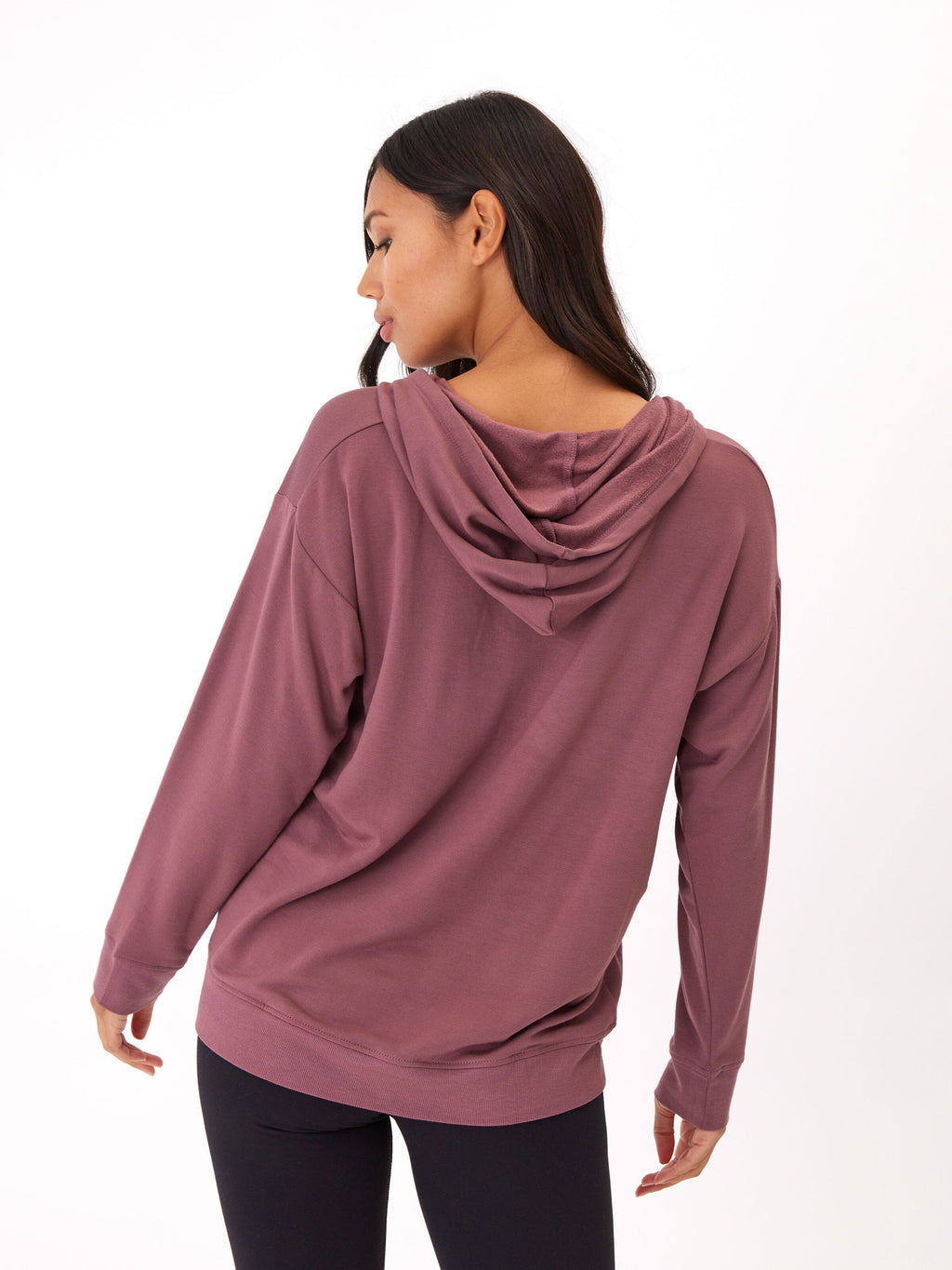 Madge Feather Fleece Pullover Hoodie in Mauve and Dusty Rose